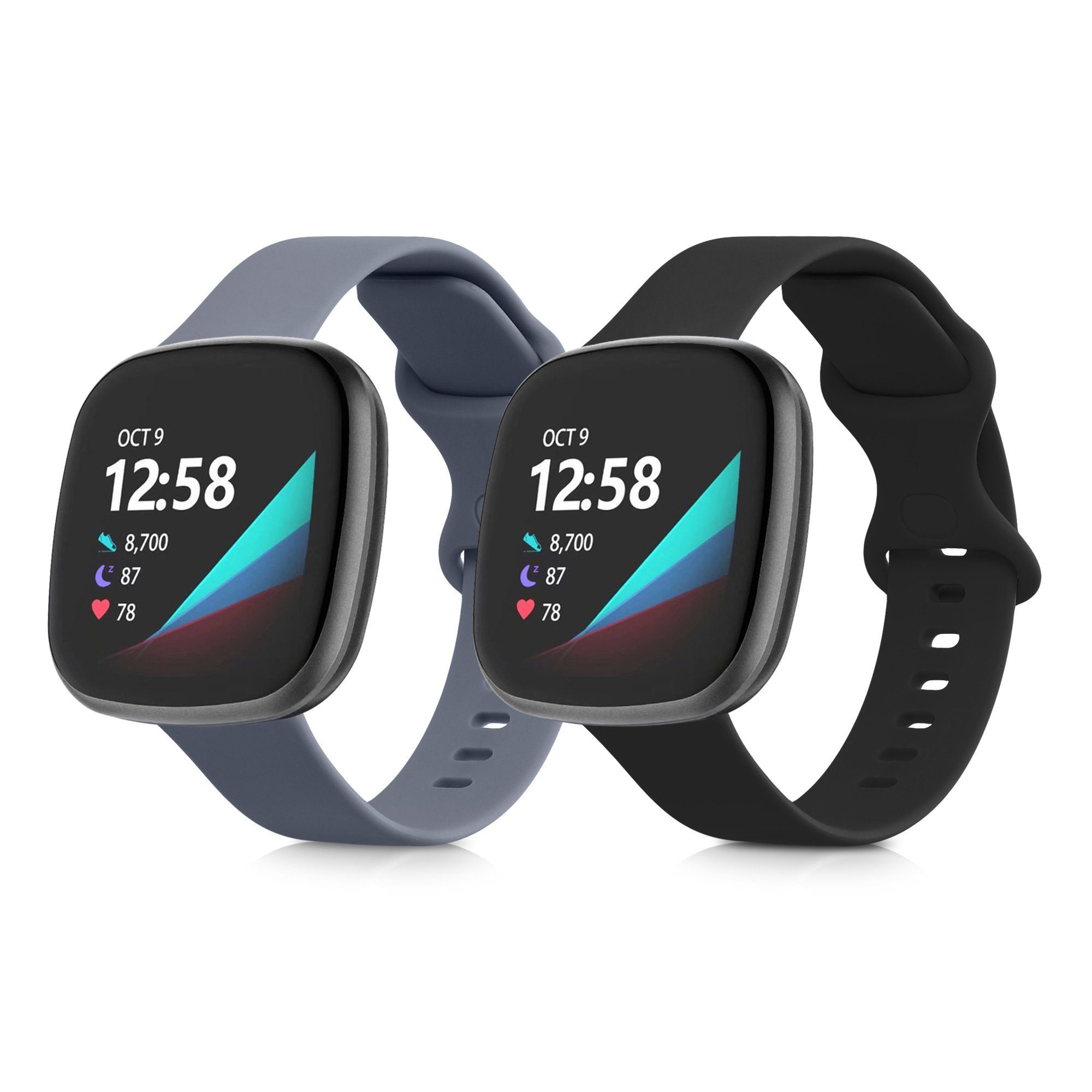 Armband 3 Uhrenarmband Fitnesstracker Versa Sense, für Fitbit Sportarmband TPU Set / kwmobile 2x Silikon