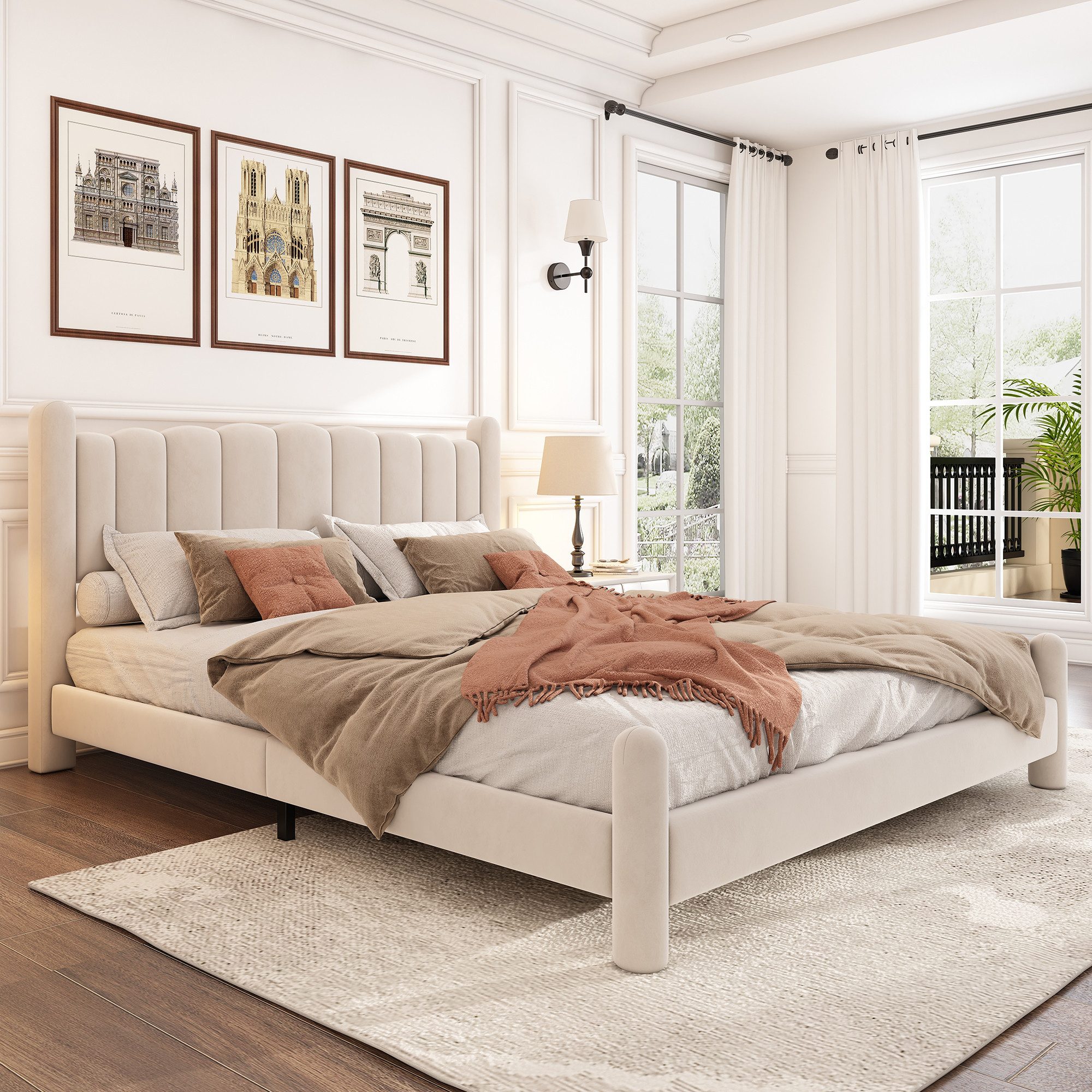 HAUSS SPOLE Polsterbett 180x200cm mit fächerförmigem Kopfteil, Stützbeine,S günstig online kaufen