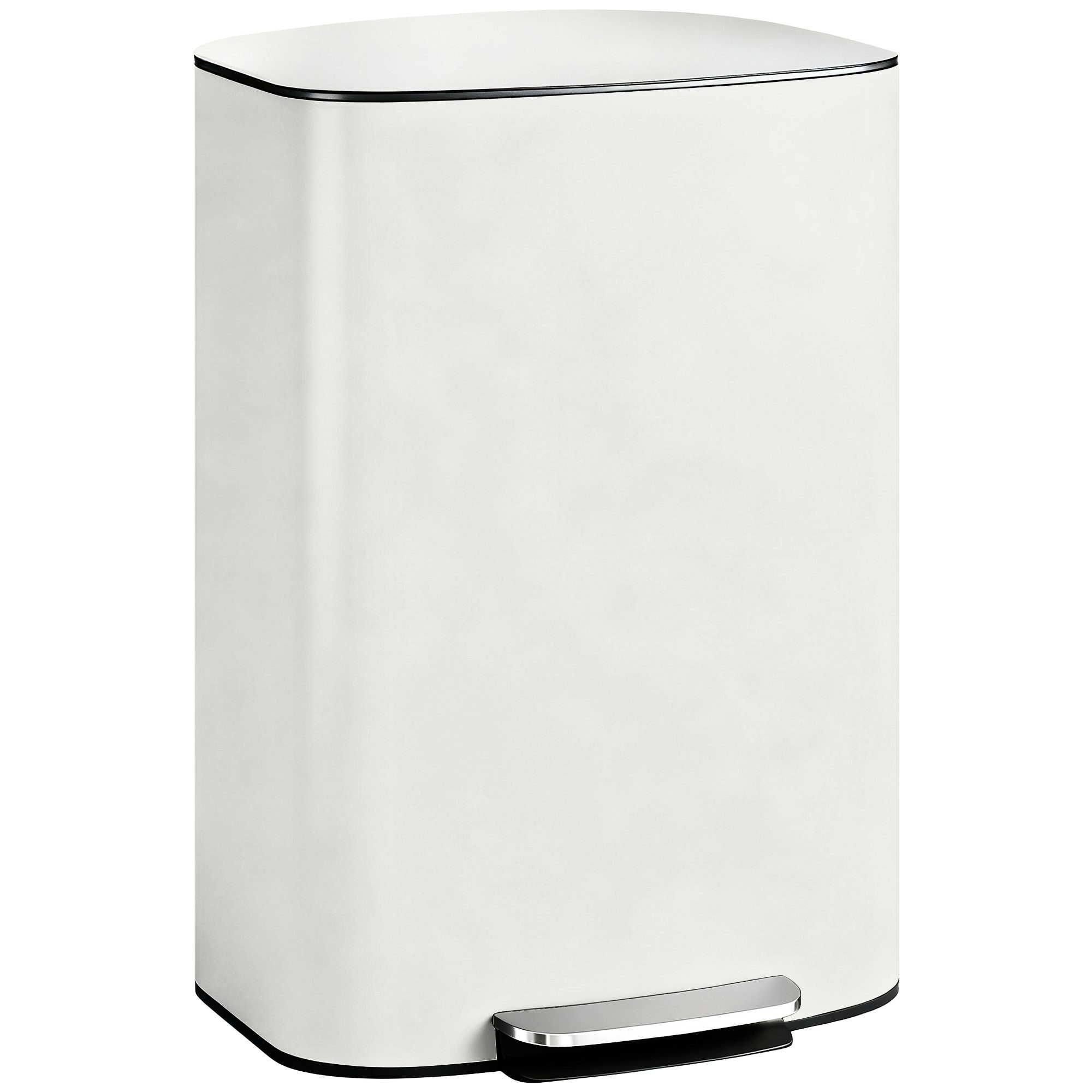 HOMCOM Mülltrennsystem Mülleimer Küche Treteimer mit Bleib-Offen-Funktion, 50L, Soft-Close-Deckel, Fingerabdruck-resistent