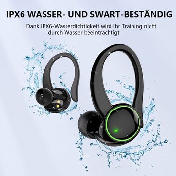 GelldG Bluetooth 5.3 Kopfhörer Sport (HiFi-Stereo,CVC8.0,ENC HD Anruf,IPX6) Kopfhörer (Geräuschunterdrückung, Doppelter Weizen ENC, lange Akkulaufzeit, Bluetooth)