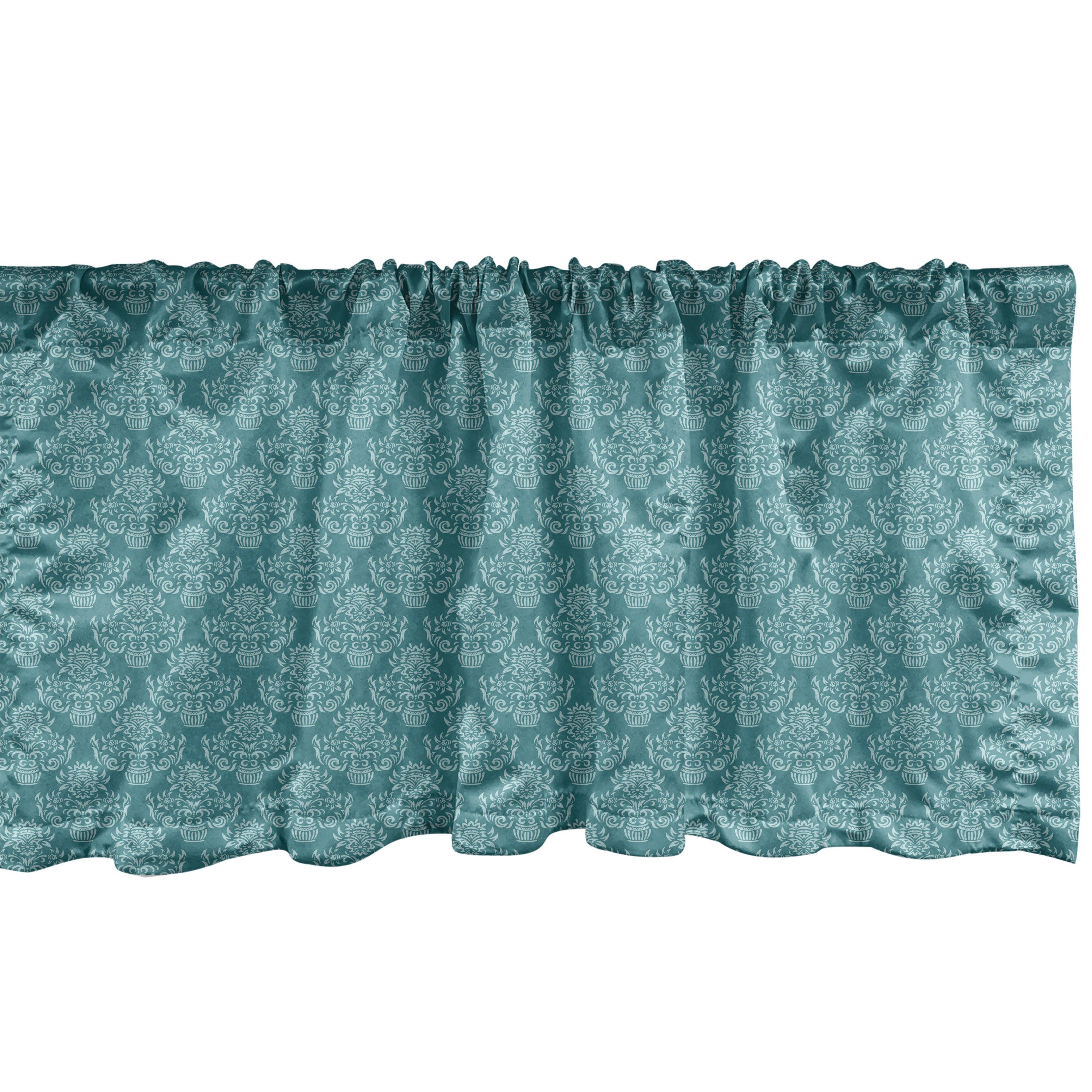 Scheibengardine Vorhang Volant für Küche Schlafzimmer Dekor mit Stangentasche, Abakuhaus, Microfaser, Jahrgang Nostalgische Damast inspiriert