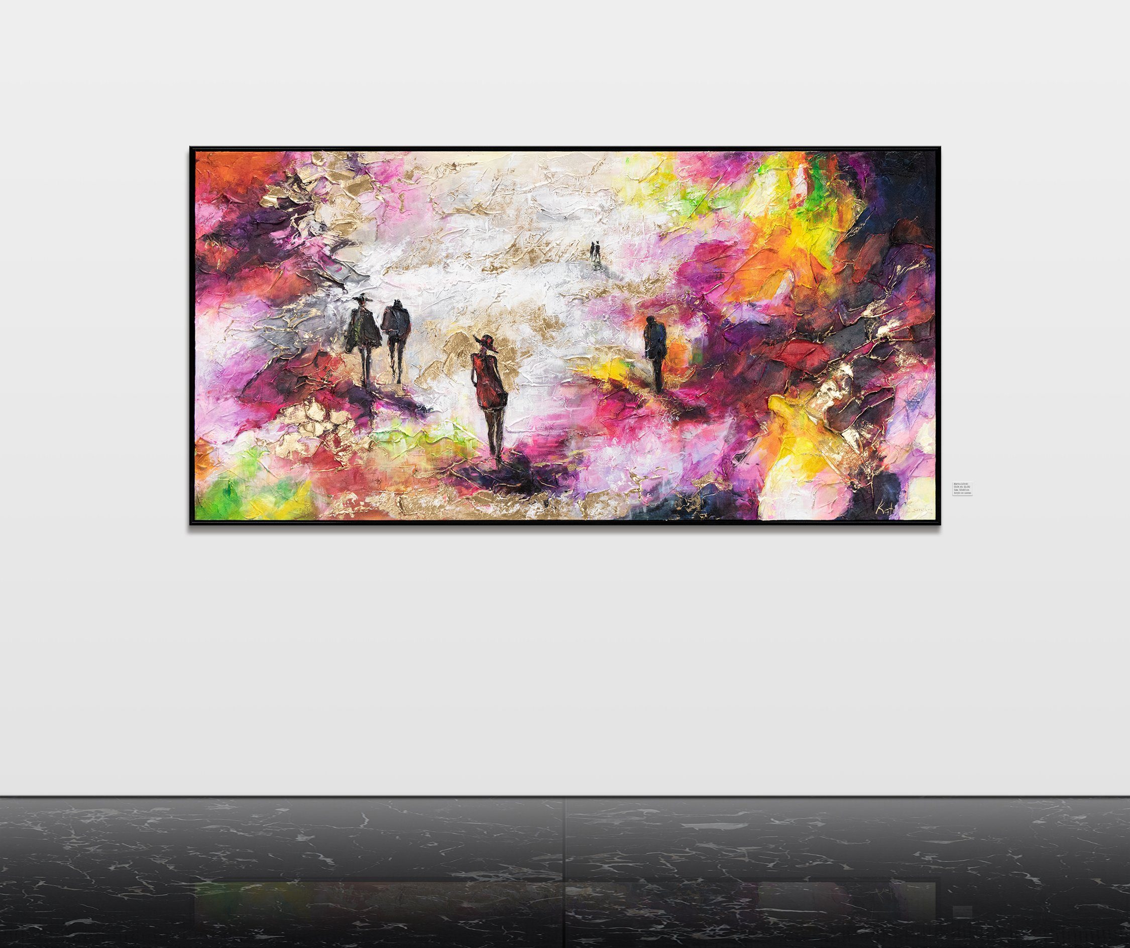 mit YS-Art Gemälde Rahmen Bild Buntes Menschen Leinwand Handgemalt Frühlingskühle,