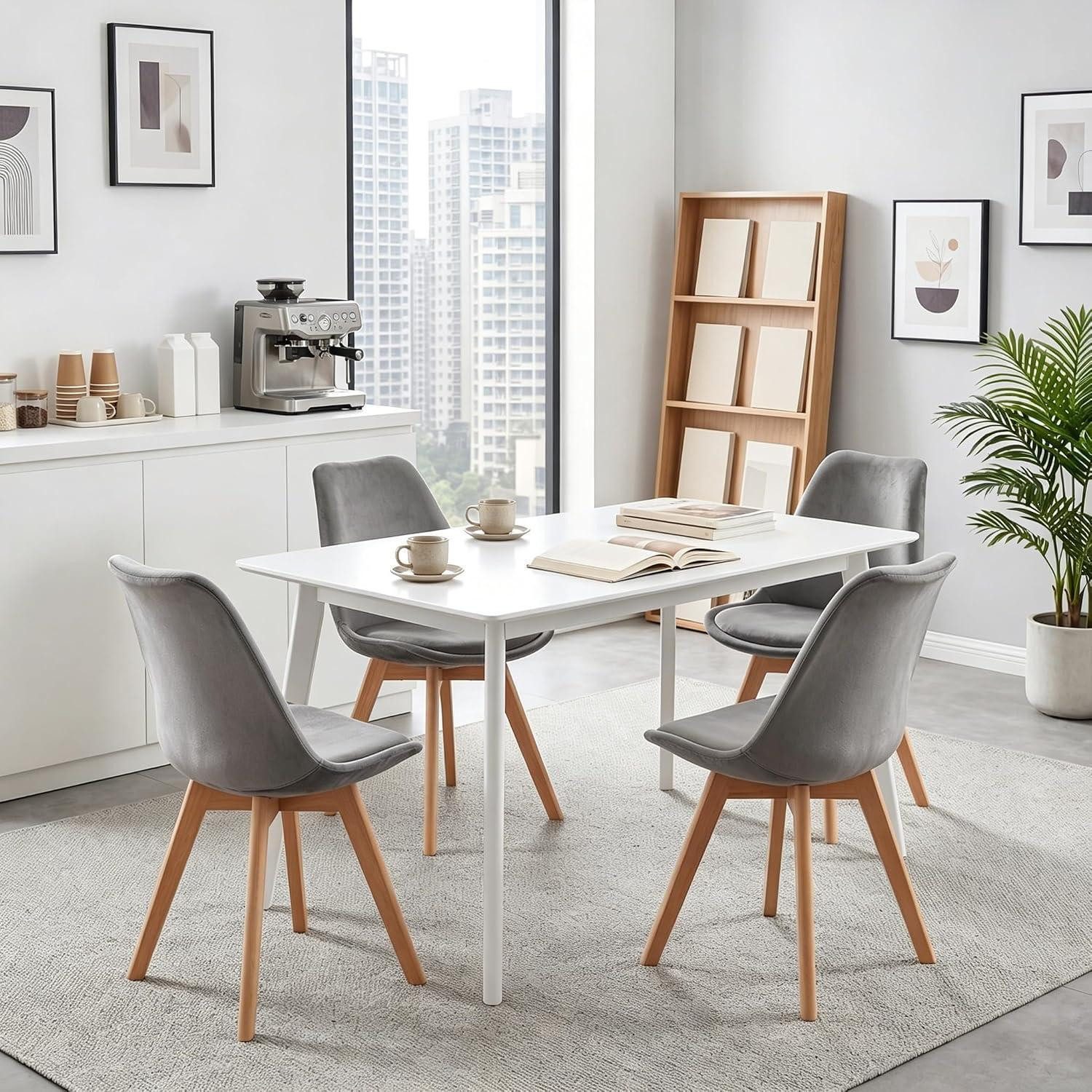 LuxusKollektion Esszimmerstuhl Samt Esszimmerstühle 4er Set Dunkelgrau – Bild 2 von 5