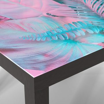 DEQORI Couchtisch 'Tropenblätter: Farbeffekt', Glas Beistelltisch Glastisch modern