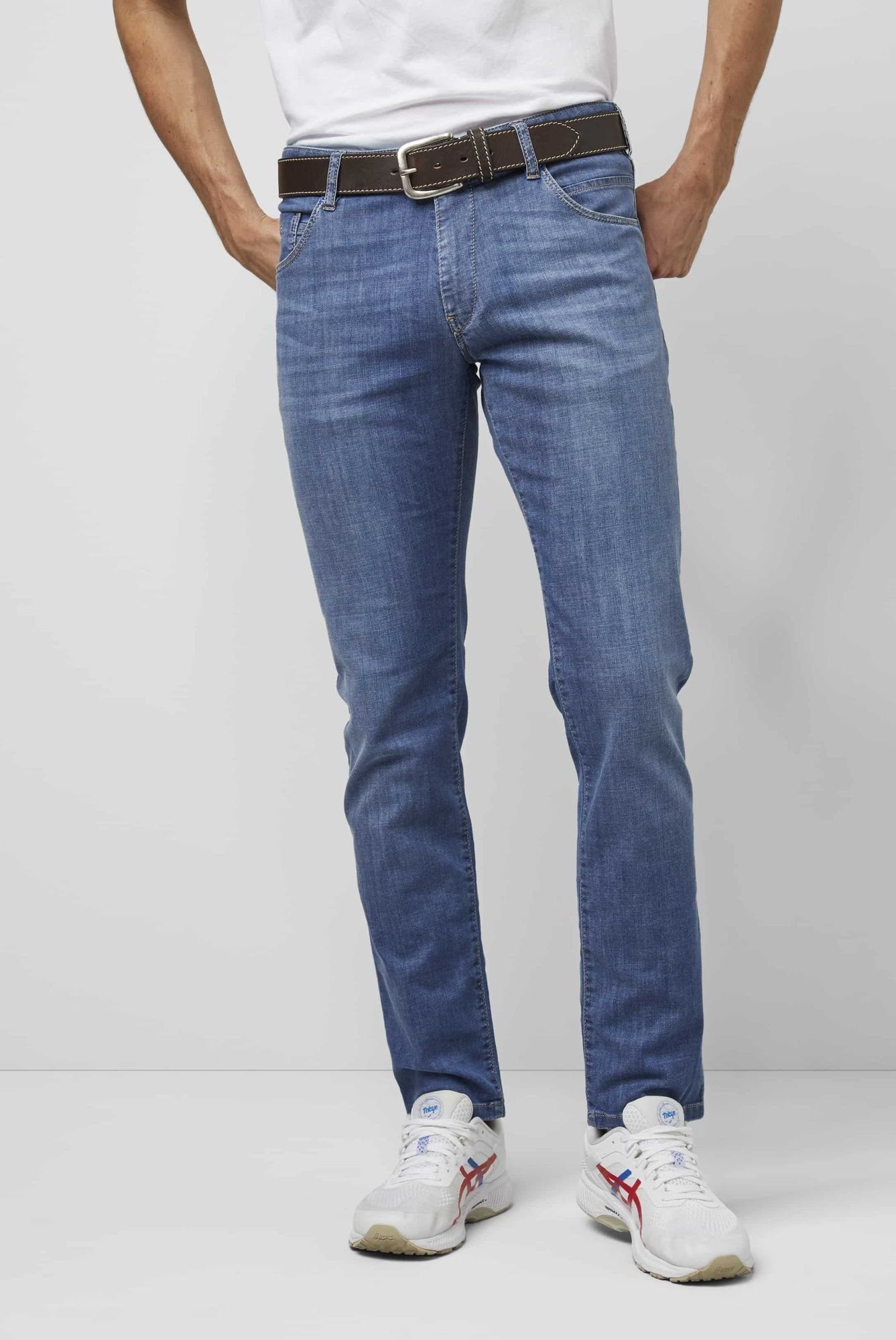 MEYER 5-Pocket-Jeans Super-Stretch blau