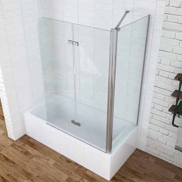 AQUABATOS Badewannenaufsatz Badewannenaufsatz mit Seitenwand Badewannenfaltwand, Einscheiben- Sicherheitsglas (ESG) 5 mm