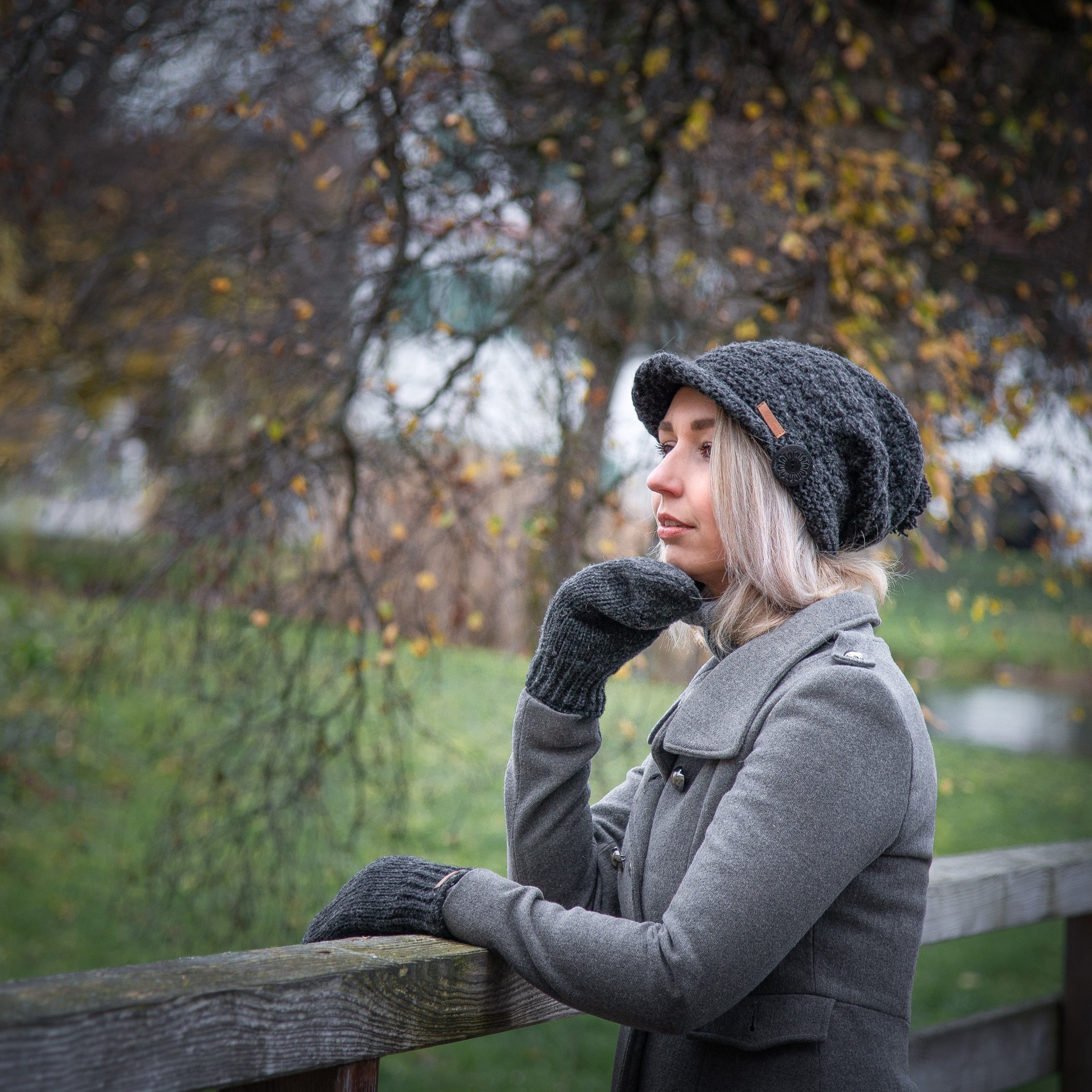 McRon Wollmütze Fleece Modell gefüttert Mika Strickmütze mit Naturhellgrau