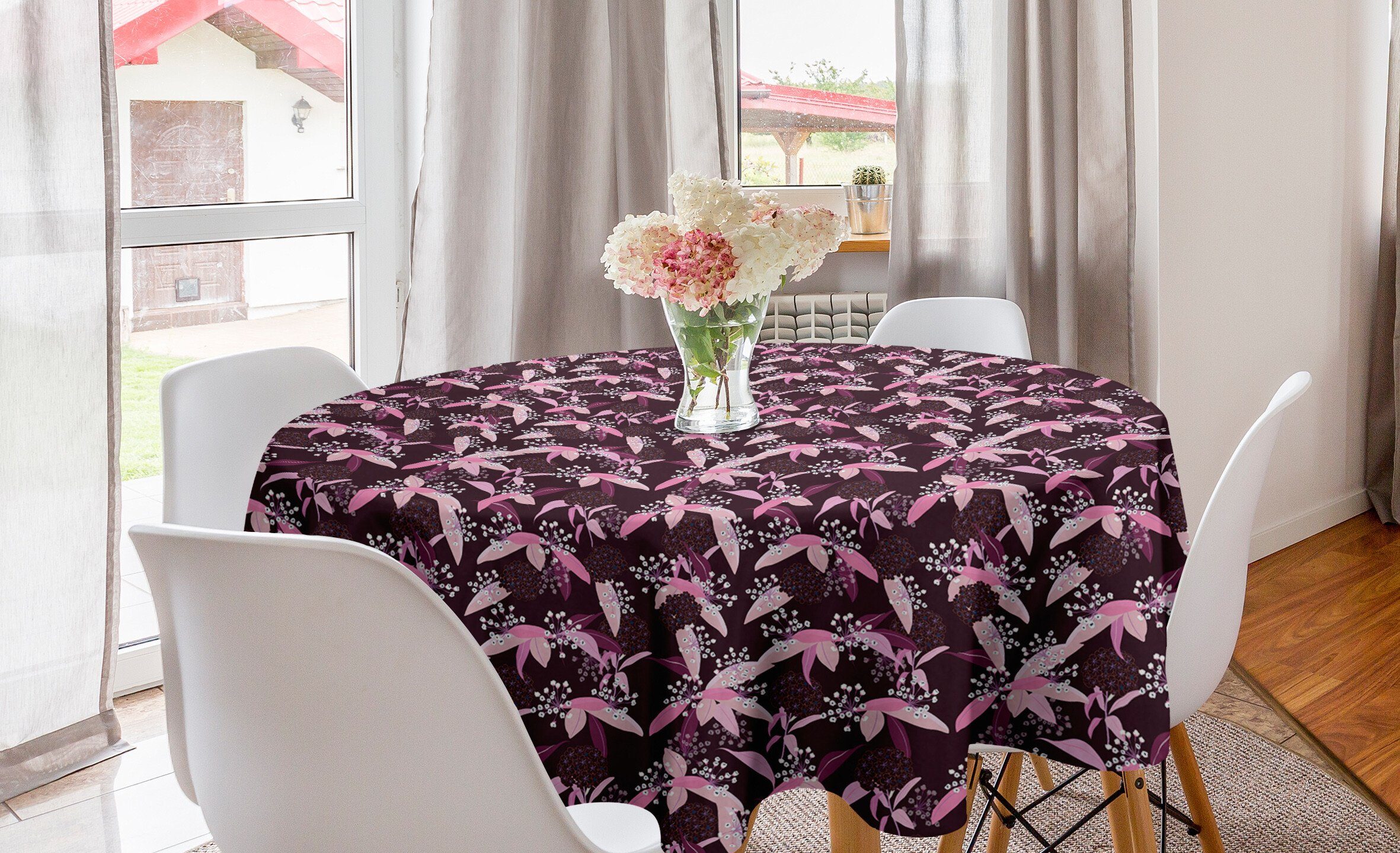 Abakuhaus Tischdecke Kreis Tischdecke Abdeckung für Esszimmer Küche Dekoration, Blumen Blühende Blumen Hydenyear