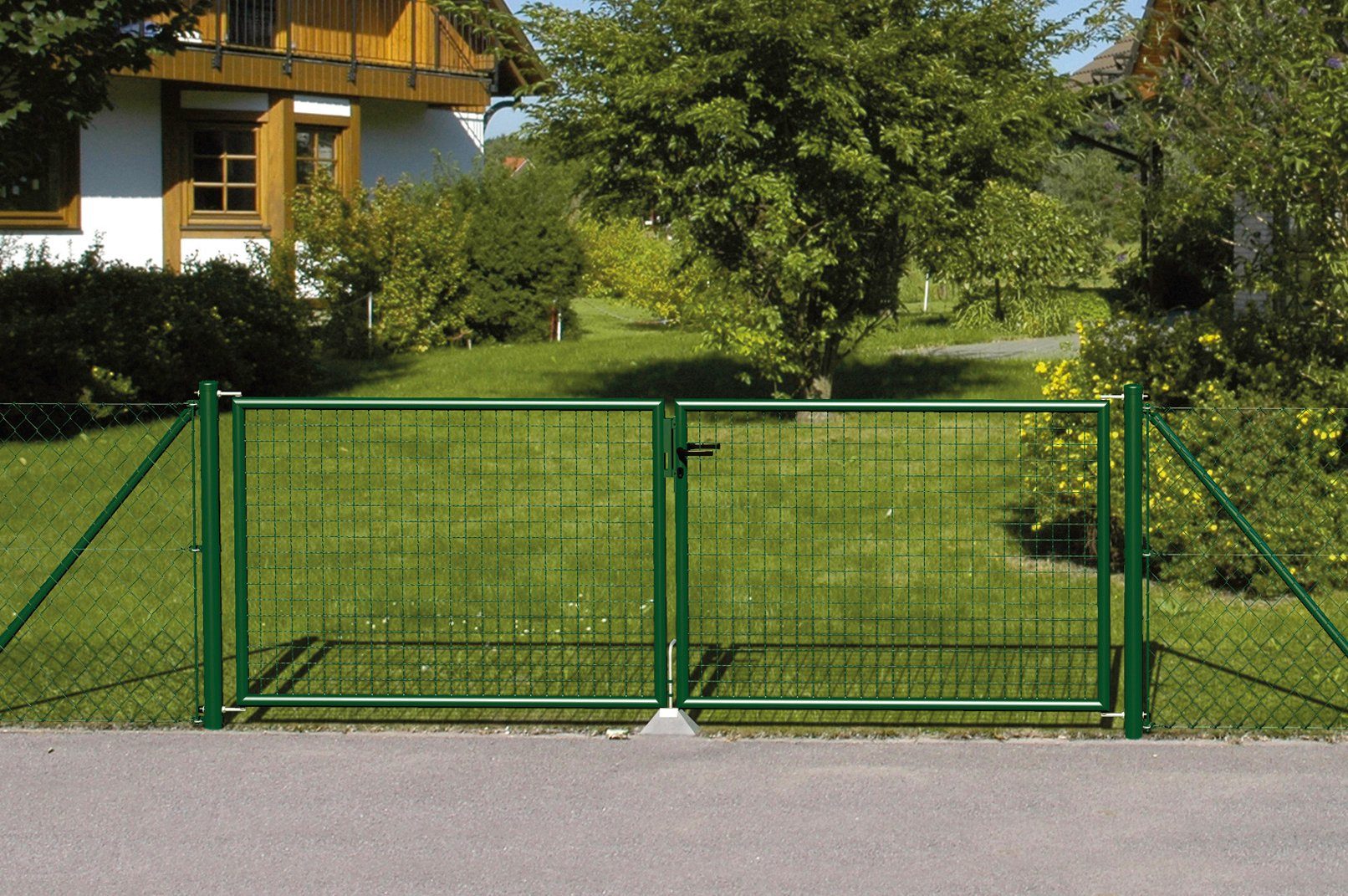 Alberts Zaundoppeltür Wellengitter-Doppeltor mit Zubehör, Höhe: 150 cm, Breite: 304,8 cm, grün