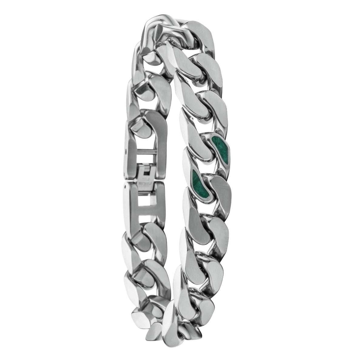 Holzkern Edelstahlarmband 9010631022846, Herrenarmband Edelstahl Bodyguards Türkis/Silberfarben
