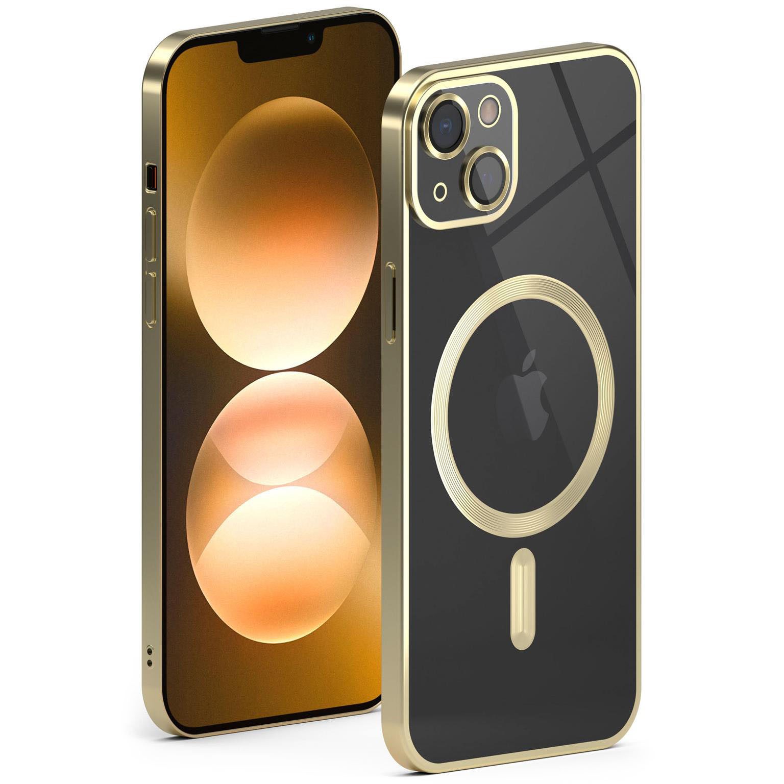 ONEFLOW Handyhülle für iPhone 14 Hülle MagSafe Cover Aura Case Gold, Handy Schutz Hülle Silikon Case Back Cover durchsichtig Schutzhülle