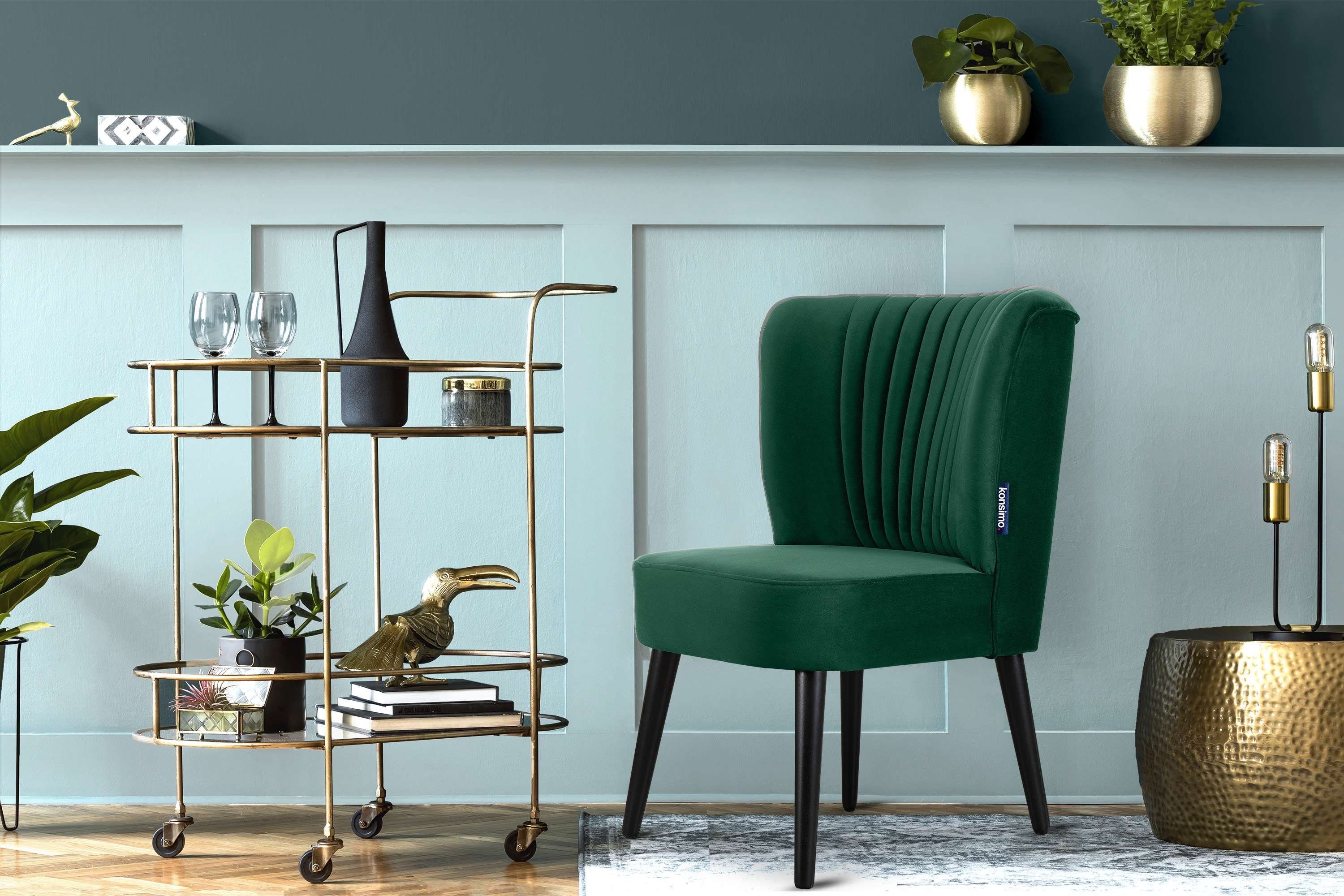 KONSIMO® Cocktailsessel DUCO Sessel, Ziernaht an der Rückenlehne,schwarz lackierten Beinen aus Buchenholz