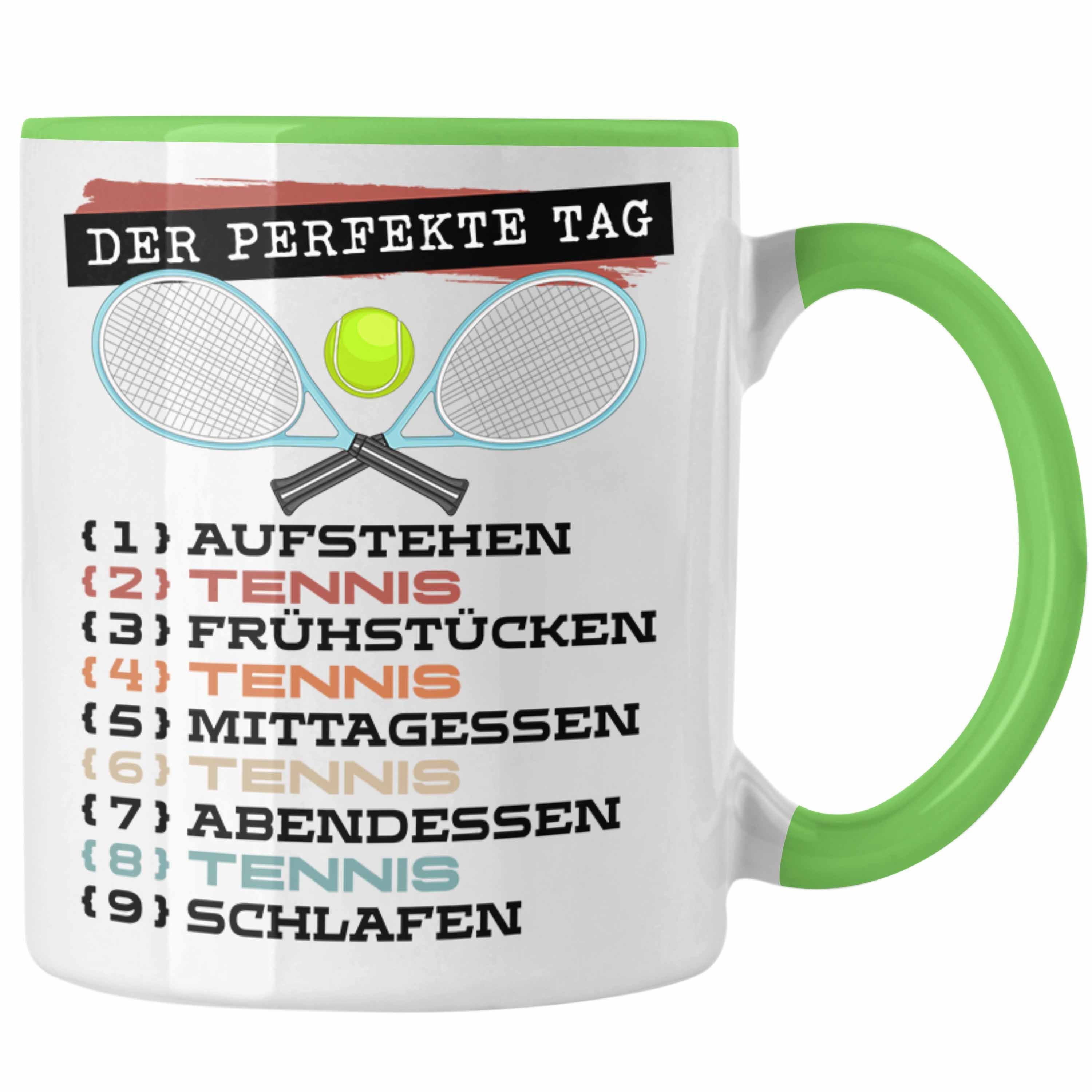 Trendation Tasse Trendation - Tennis Tasse Geschenk Becher Der Perfekte Tag Tennis-Spie Grün
