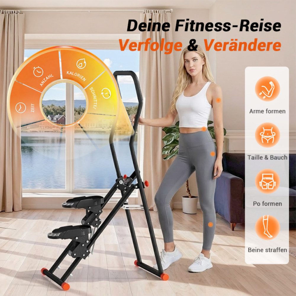 LONTEK Stepper Klappbarer Stepper mit 3 Widerstandsstufen (1-tlg), 150 kg Belastbarkeit, LED-Display