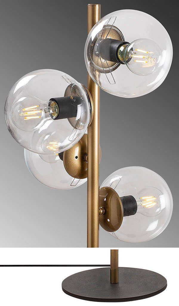 Feldmann-Wohnen Stehlampe Faze, 32x32x130cm, 4 Lampenschirme kugelförmige transparent