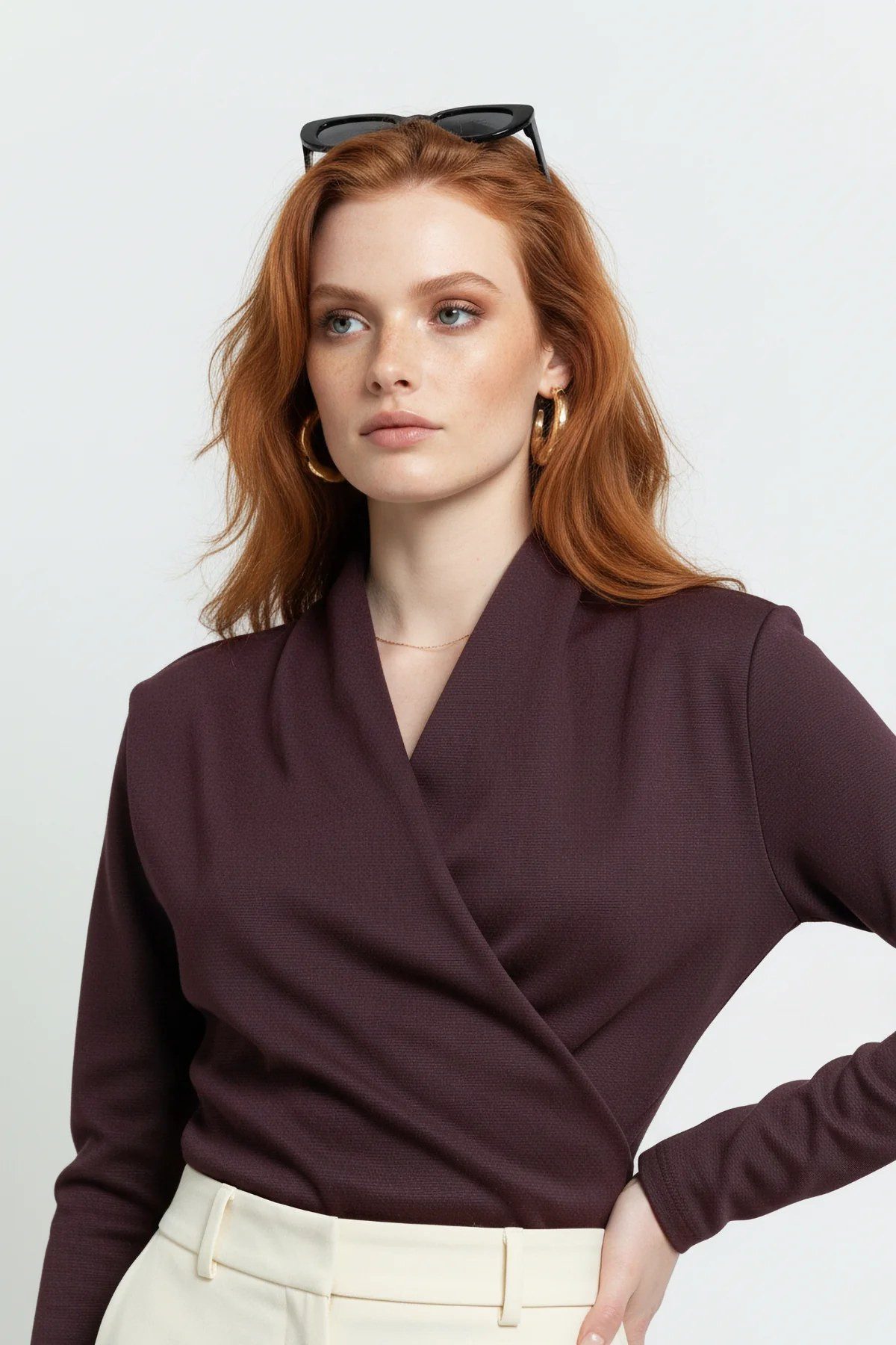 No Matter What Blusenbody Langarm Snap Bodysuit mit Kragen