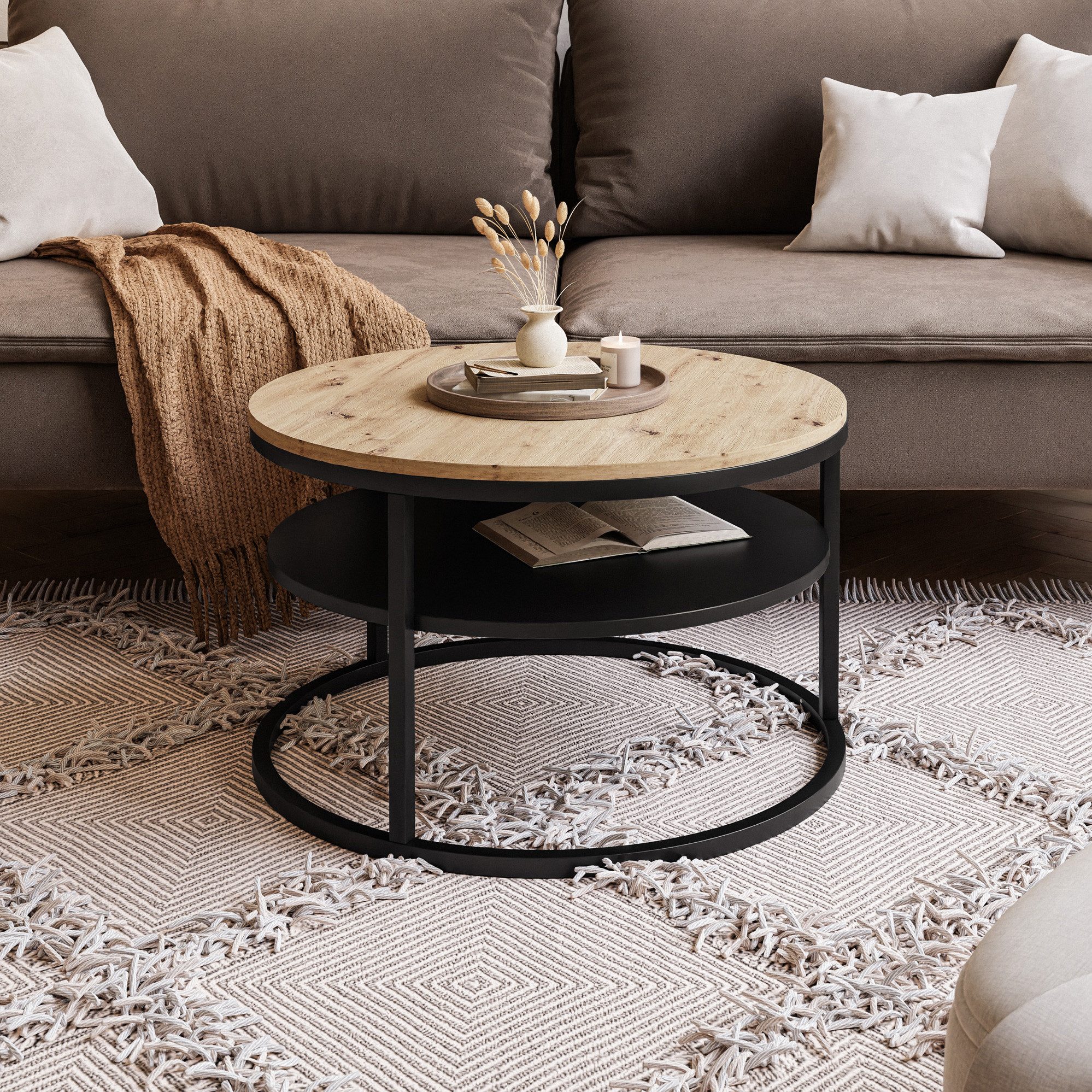 Lookway Couchtisch CIRI SLIM LOFT mit Ablage (1 Tisch), Durchmesser: ⌀ 60 cm, Höhe: 42 cm – Bild 3 von 5