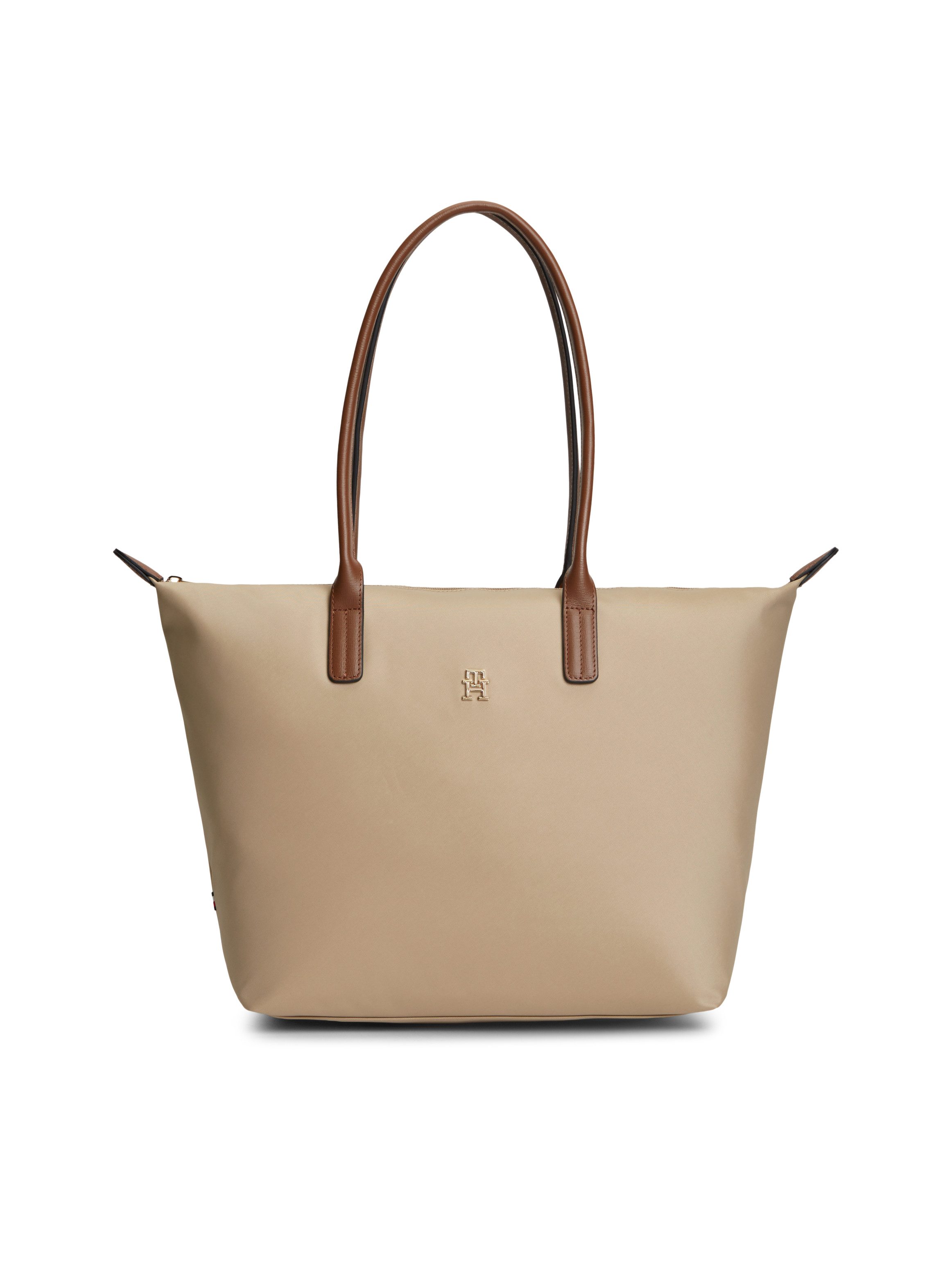 Tommy Hilfiger Tragetasche POPETTE TOTE, Damen Handtasche, Schultertasche mit kontrastfarbigen Henkeln