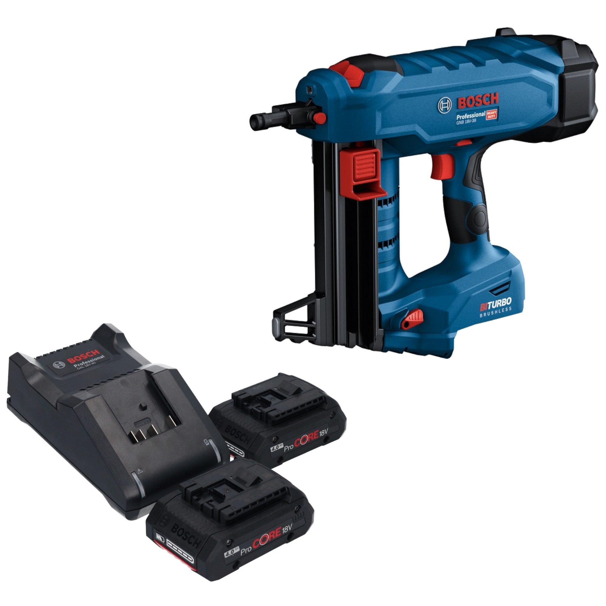 Bosch Professional Nagler GNB 18V-38 Professional 18 V 13 - 38 mm + 2x Akku 4,0 Ah + Ladegerät