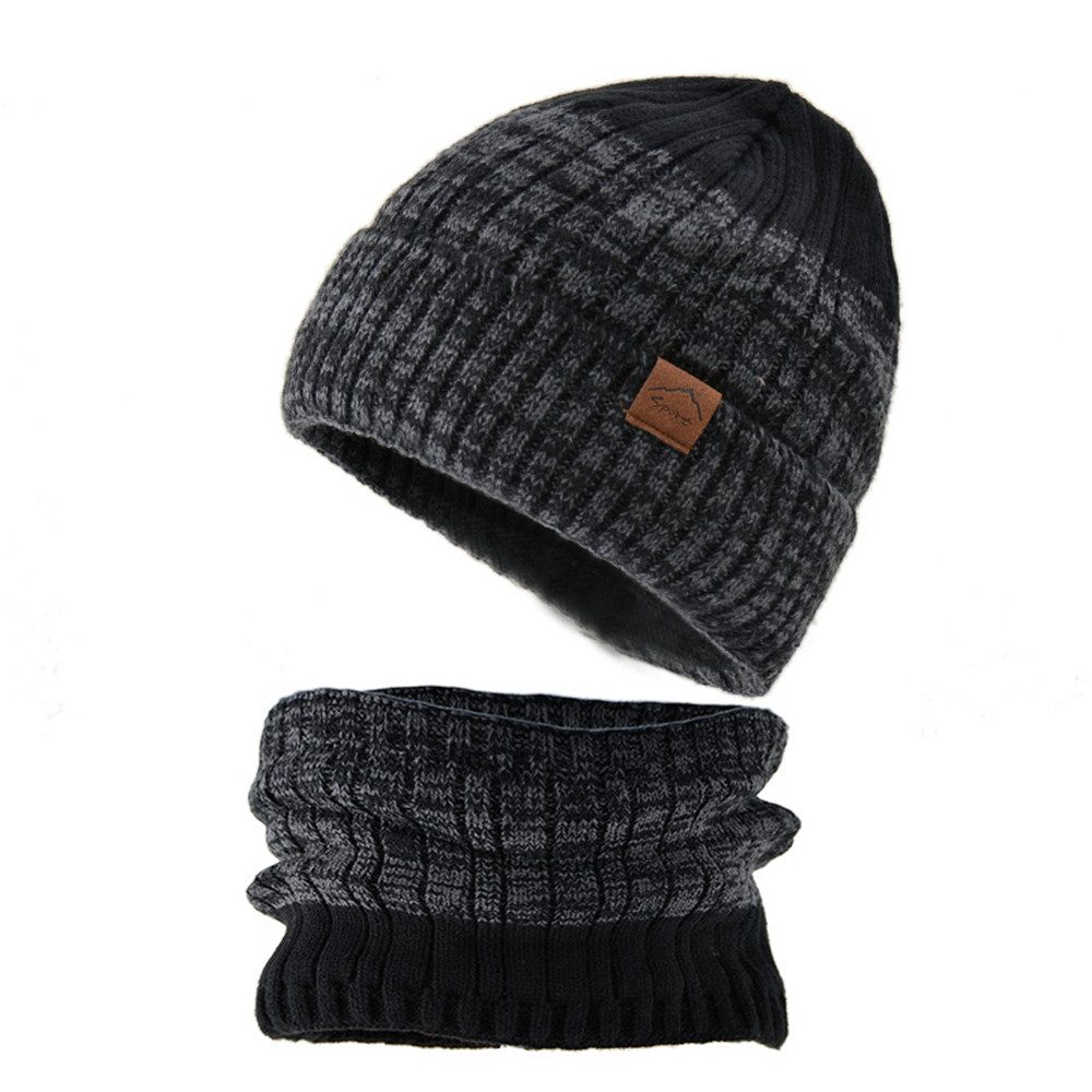 Coonoor Strickmütze Herren Damen Winter Warm Strickmütze Loop Schal Set (Thermo Wintermütze Strickmütze Schlauchschal Halswärmer Set) Mit Fleece Gefütterte Männer Damen Weihnachten Geschenk
