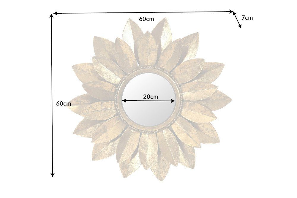 Rahmen (Einzelartikel, Blumenform · Metall 1-St), mit Handmade SUNFLOWER · riess-ambiente · Wohnzimmer 60cm gold Deko Wandspiegel · ·
