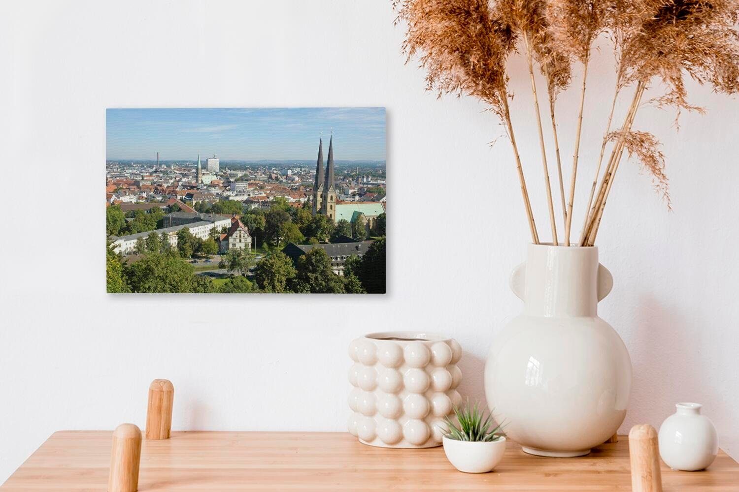Blick OneMillionCanvasses® Wandbild Bielefeld, die Aufhängefertig, Leinwandbild St), über 30x20 Leinwandbilder, cm deutsche Wanddeko, (1 Stadt