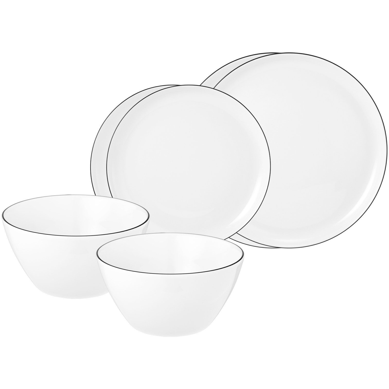 Seltmann Weiden Kombiservice Lido Black Line Basic-Set 6er Set (6-tlg), 2 Personen, Porzellan