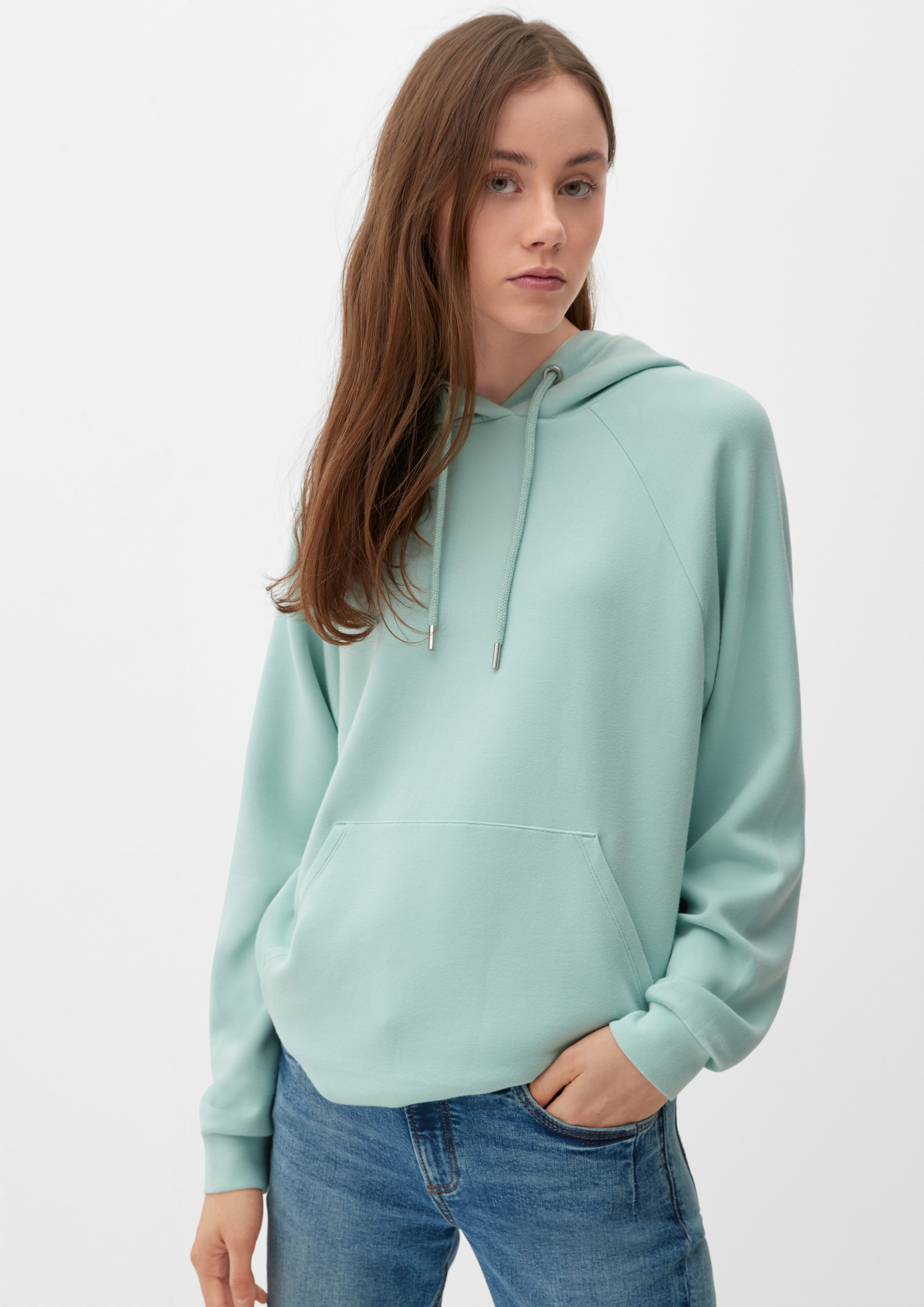 QS Sweatshirt Hoodie aus Viskosestretch Logo