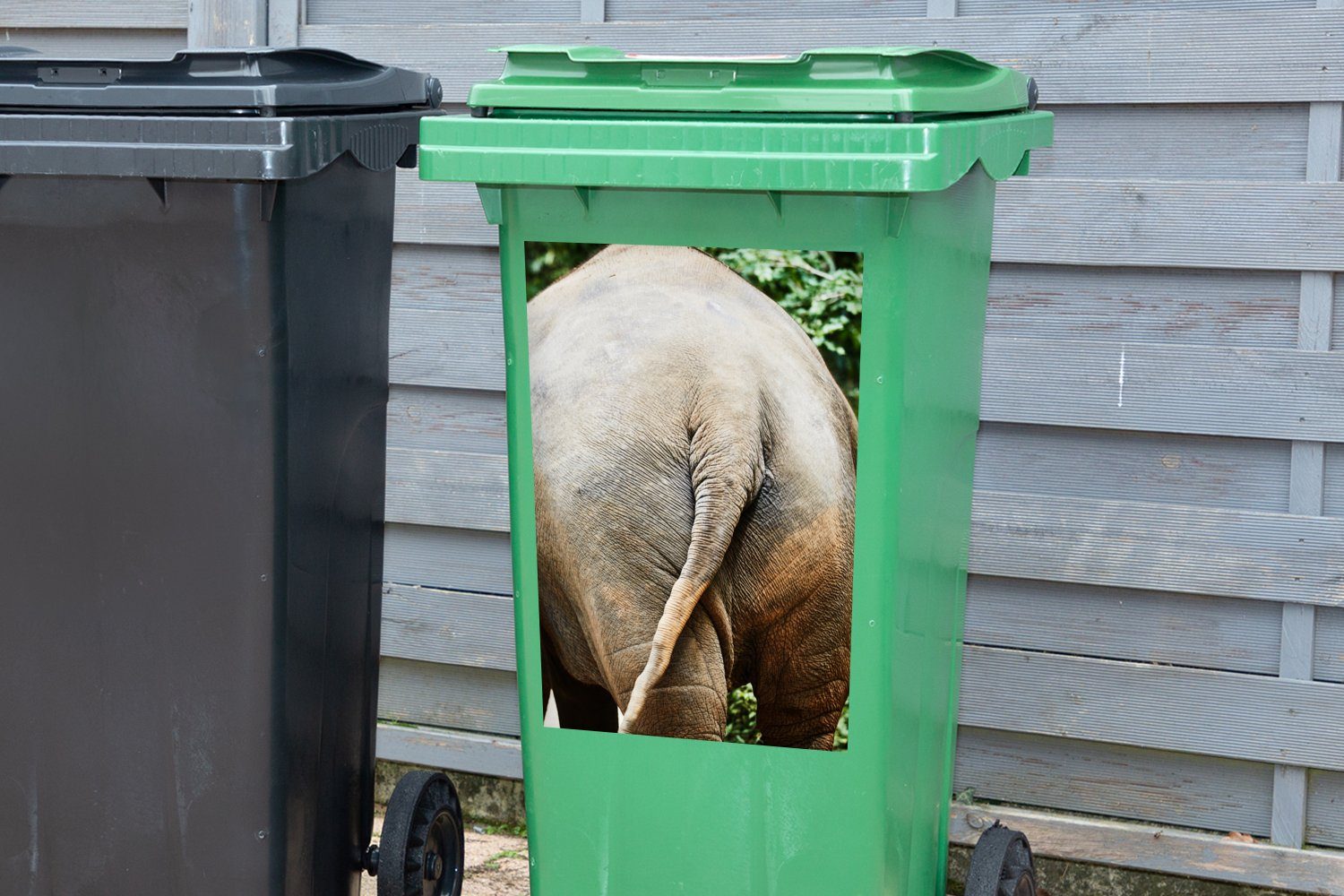 MuchoWow Wandsticker Elefant - Mülleimer-aufkleber, Container, Grau Sticker, St), Abfalbehälter - Tiere Natur Mülltonne, - (1
