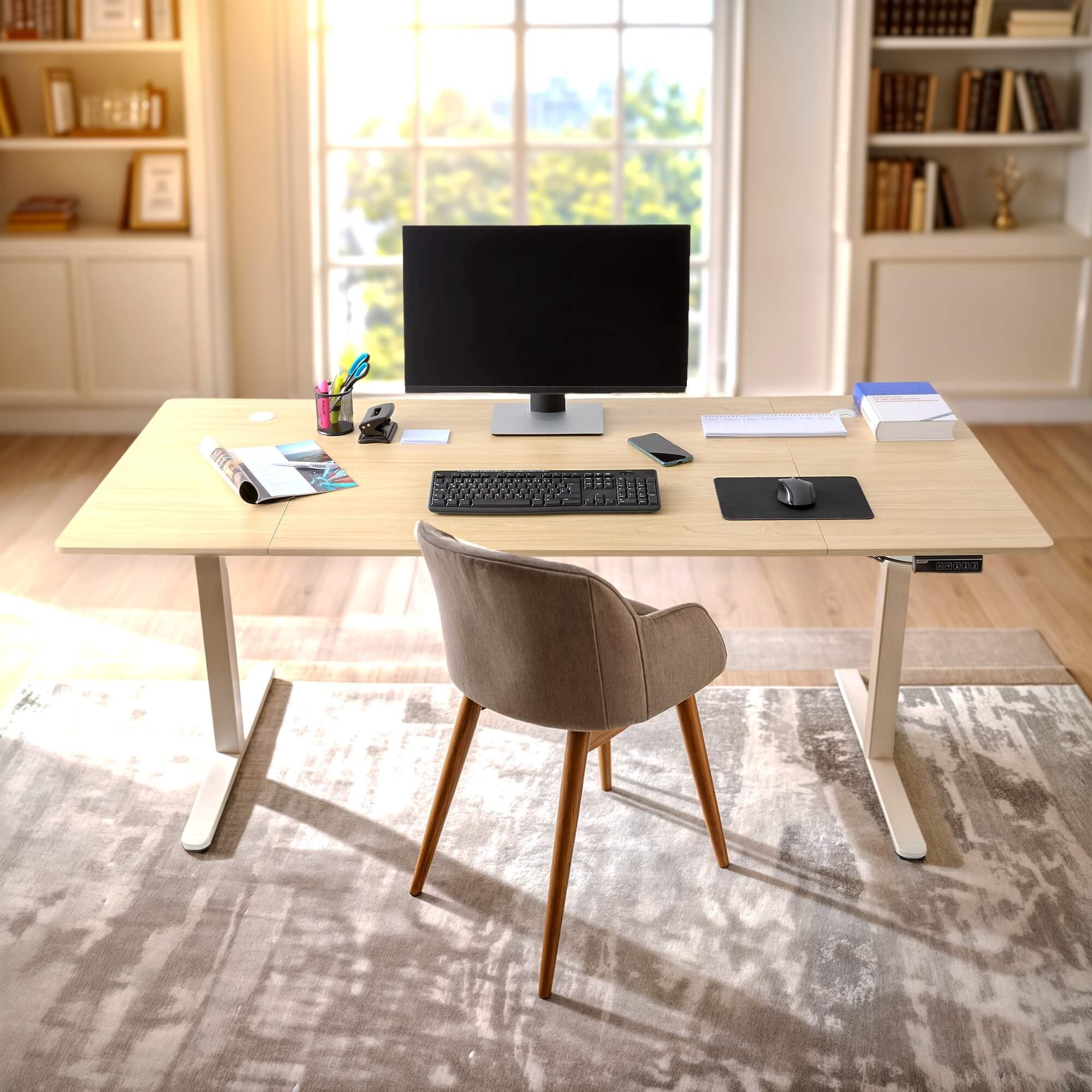 Arebos Schreibtisch Computer-Bürotisch 180 x 80 cm, elektrisch Memory-Funkt günstig online kaufen