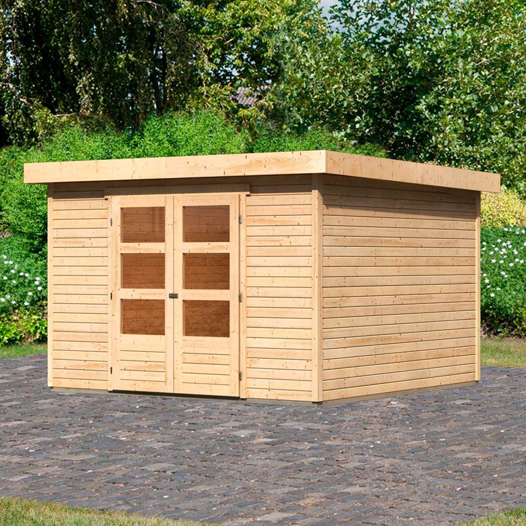 Karibu Gartenhaus Arnis 6, BxT: 334x331 cm, naturbelassen oder terragrau