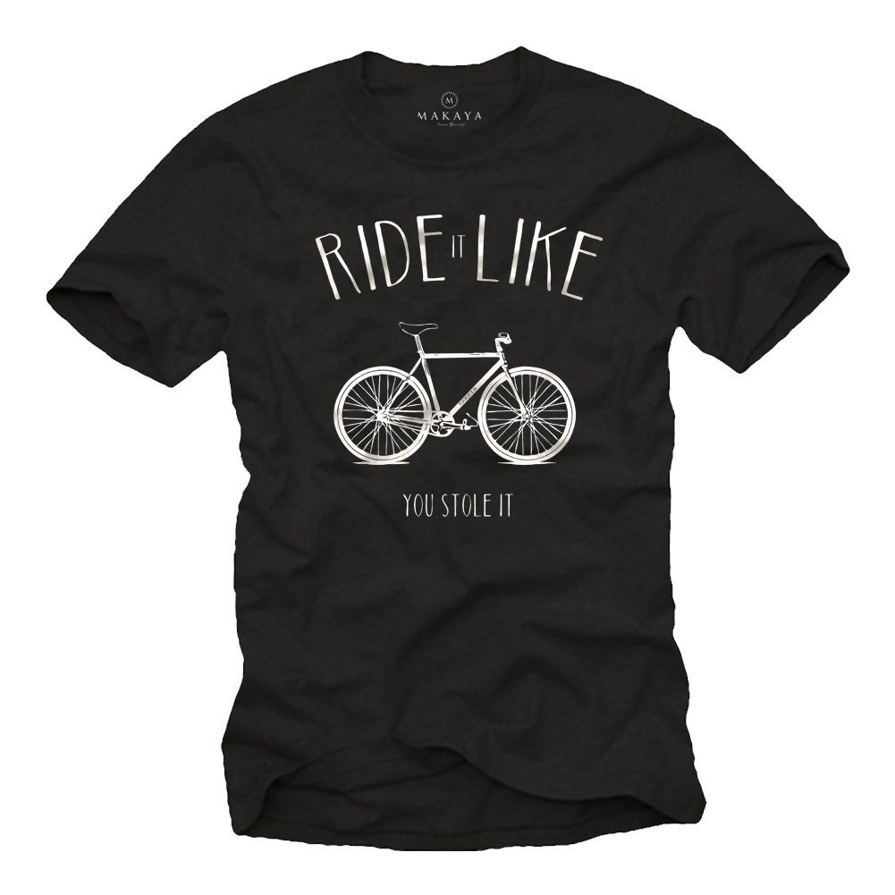 Bike Fahrrad Herren Sprüche Print-Shirt T-Shirt MAKAYA Rennrad Kleidung Männer