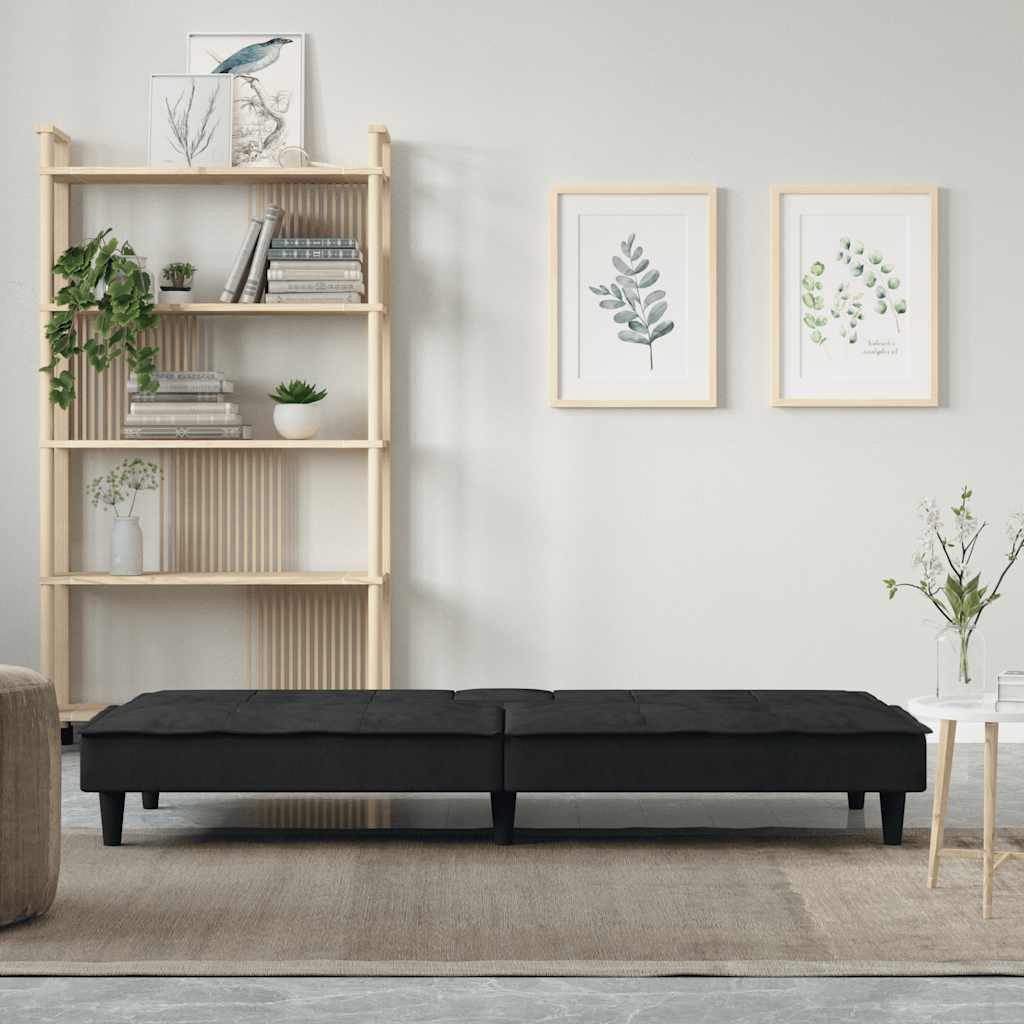 vidaXL Sofa Schlafsofa mit Getränkehaltern Schwarz Samt, 1 Teile