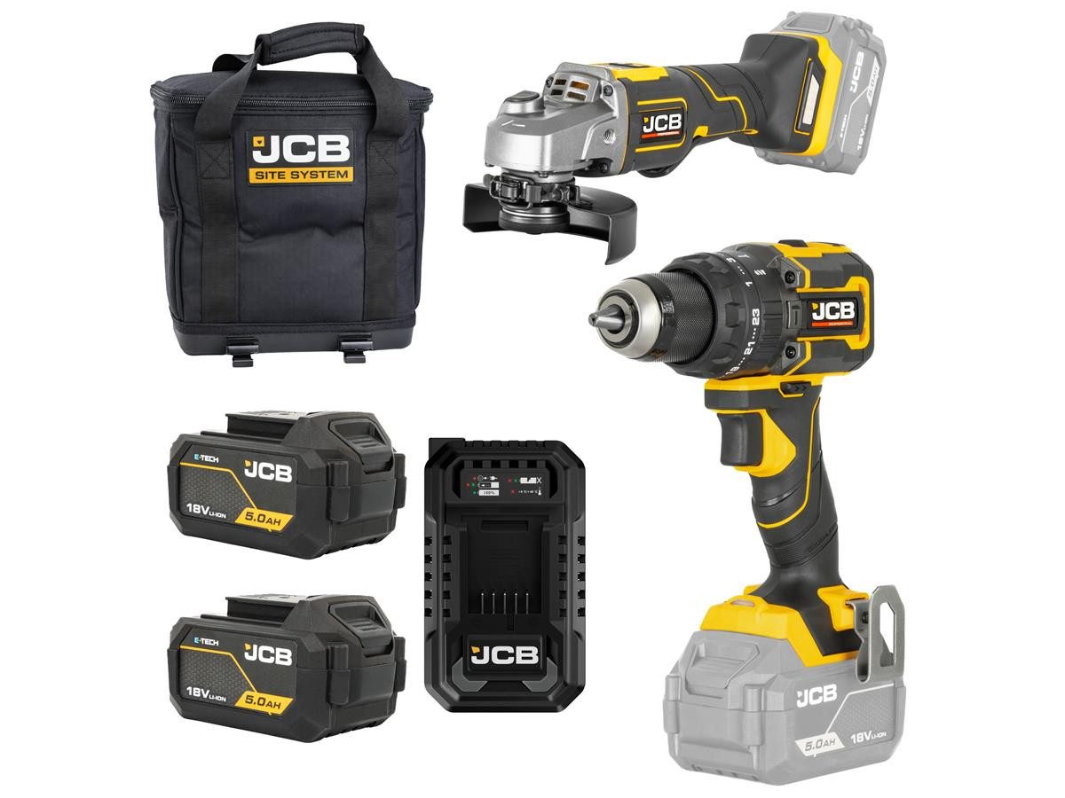JCB 18PKIT-4 Akku Starter-Set, inkl. Akkus & Ladegerät, 75 Nm Drehmoment, 115 mm Scheibendurchmesser