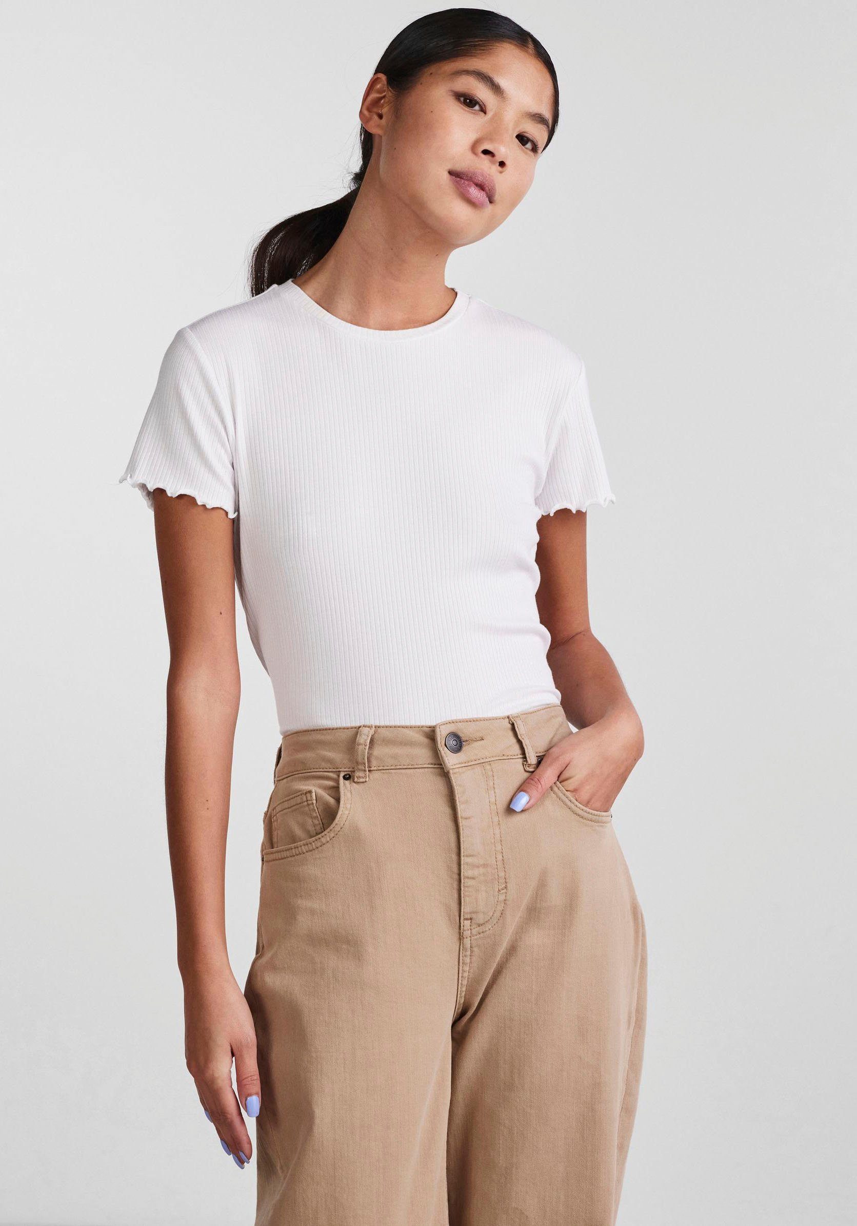 pieces Kurzarmshirt PCNICCA SS O-NECK TOP KAC BFD Viskosemischung, slim fit