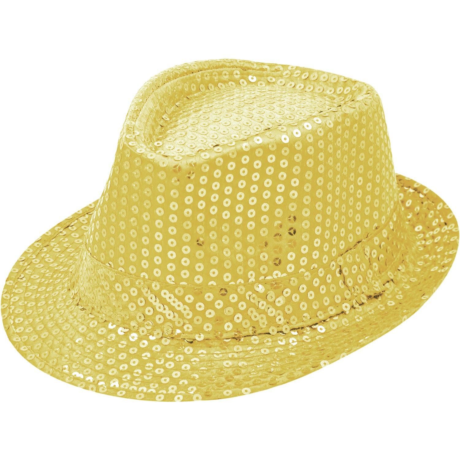 Party Factory Kostüm Pailletten-Hut gold Basic Kostüm Accessoire, mit glitzernden Pailletten versehen