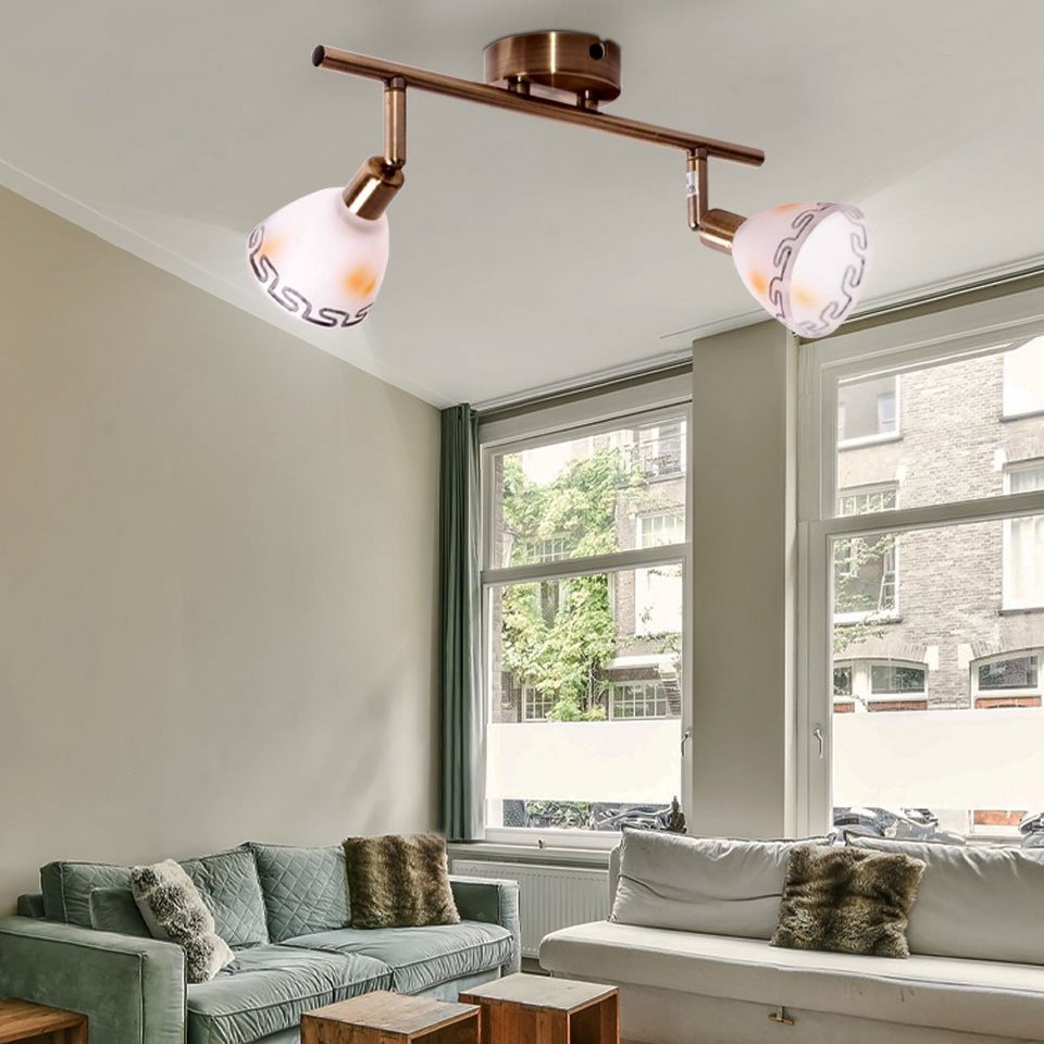 Brilliant LED Deckenleuchte, Leuchtmittel inklusive, Warmweiß, Landhaus  Stil Glas Strahler Wand Leuchte Beleuchtung Decken