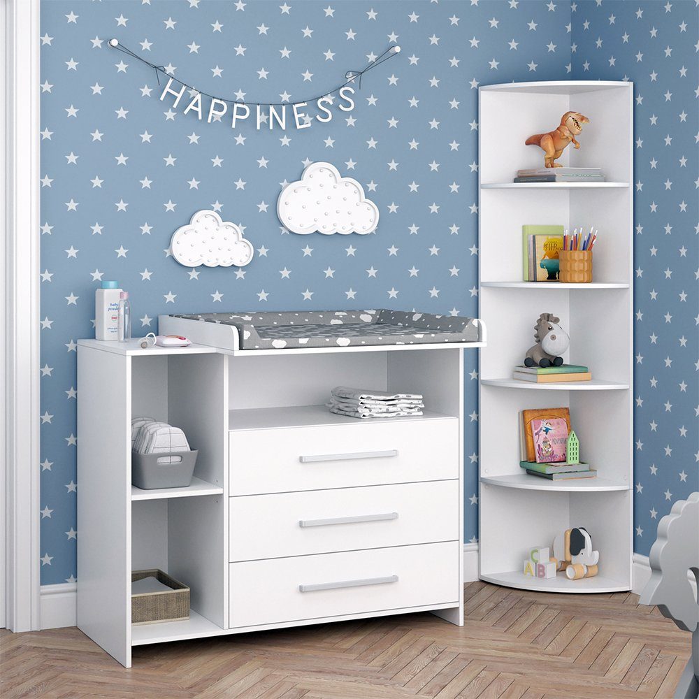 Vicco Babymöbel-Set Oskar, Weiß, 2 Teile, mit Wickelkommode und Spielzeugre günstig online kaufen