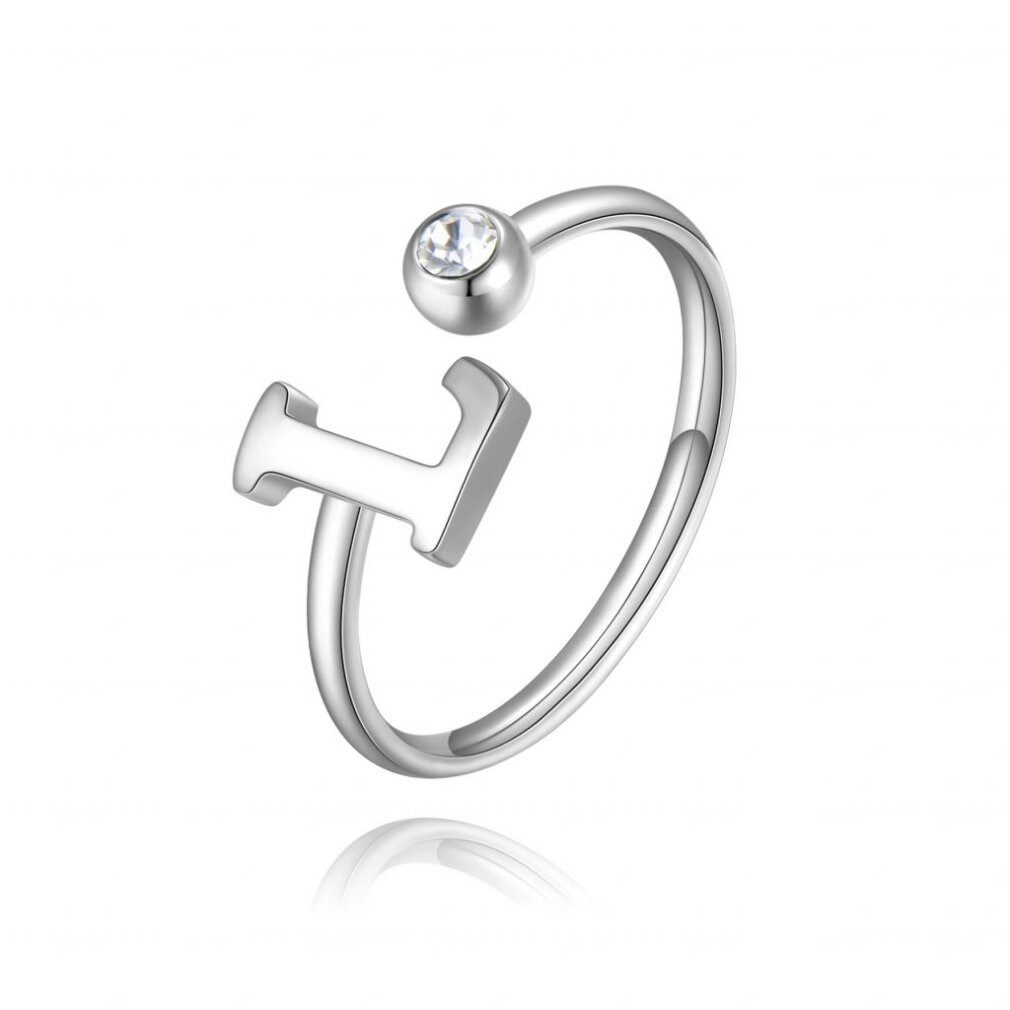 s'agapo Fingerring Stylish steel ring L with Click SCK183 crystal