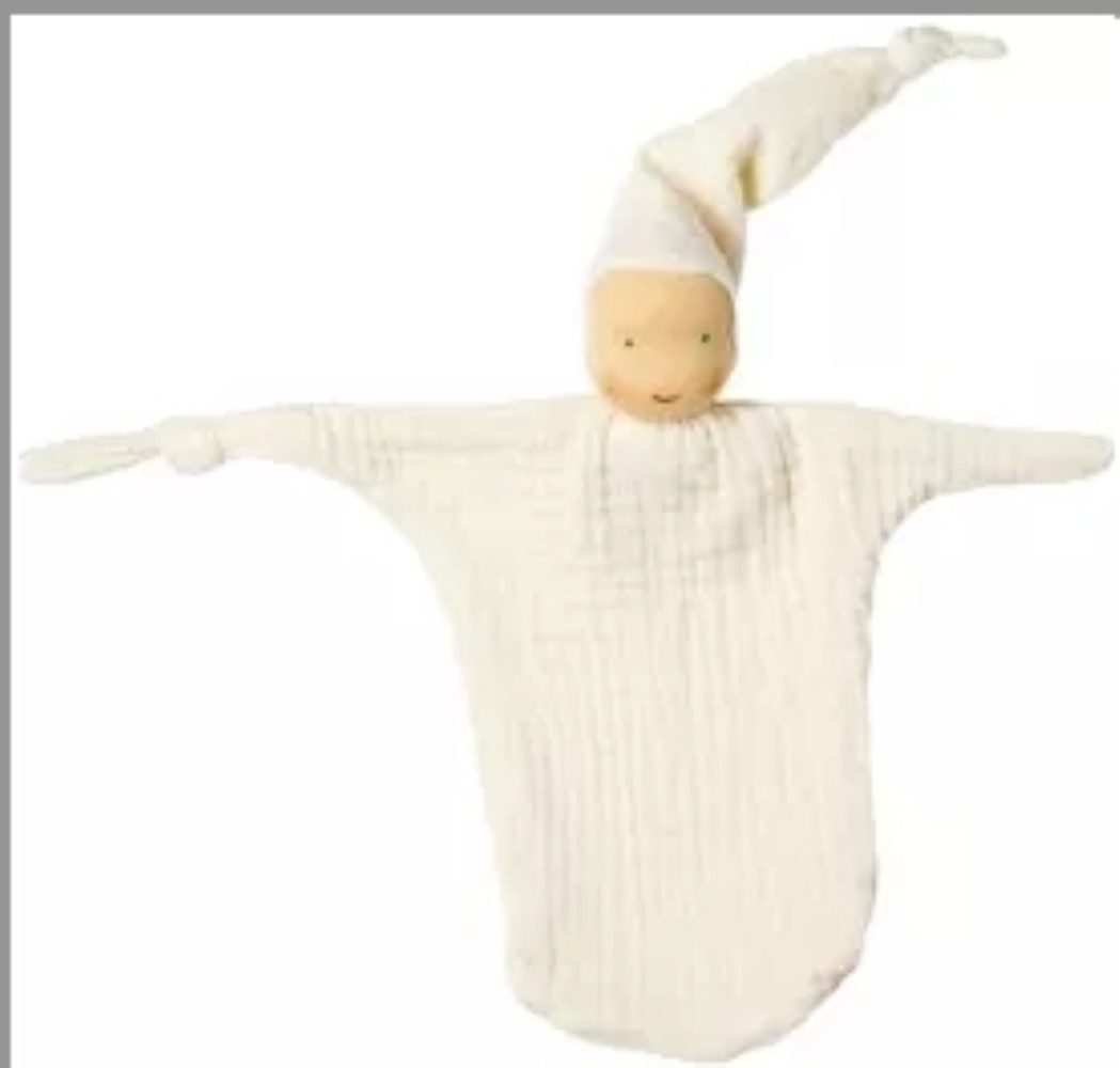 Käthe Kruse Stoffpuppe Schmusetuch Schnuffeltuch Wichtel beige 22 cm