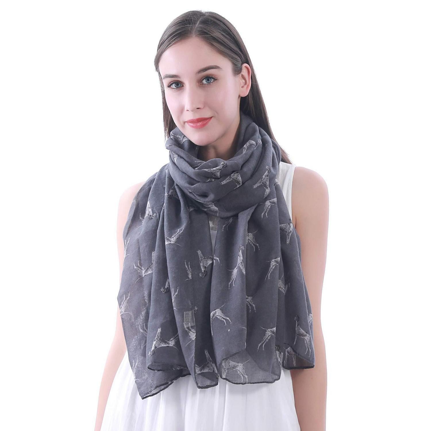 LuxusKollektion Modeschal Schal Damen Hundemotiv Grau, (1-St)