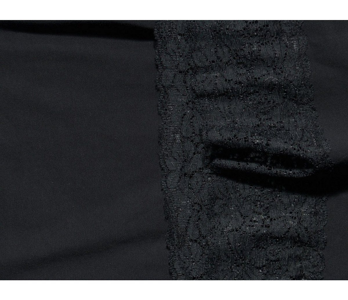 Sheego Longtop Große Saum Größen Spitzenbordüre am mit schwarz