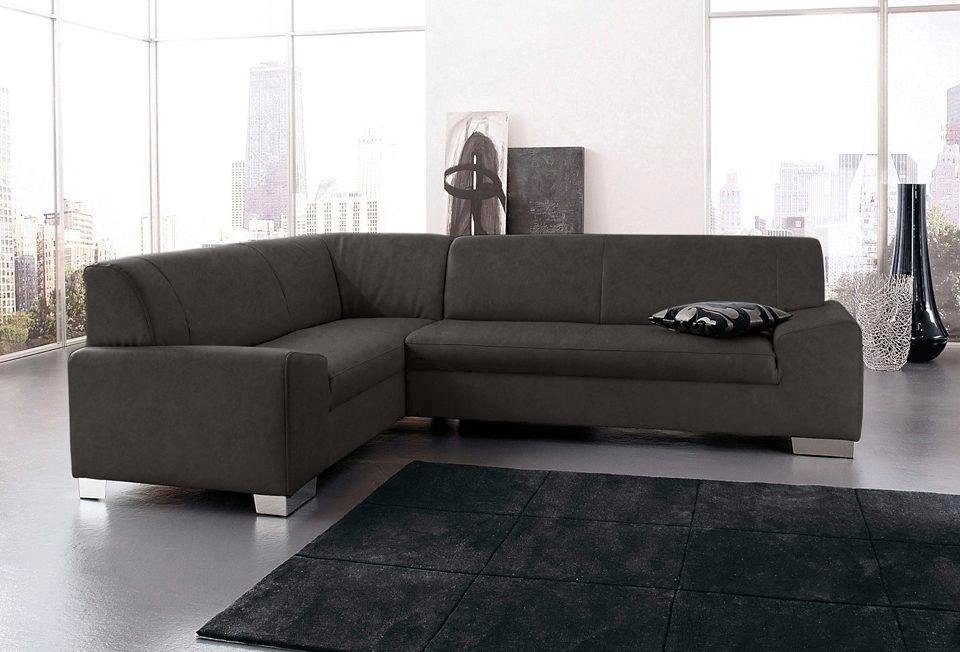 DOMO collection Ecksofa Alisson, zeitlose Optik, flache Armlehnen, L-Form, fester Sitzkomfort, wahlweise mit Bettfunktion