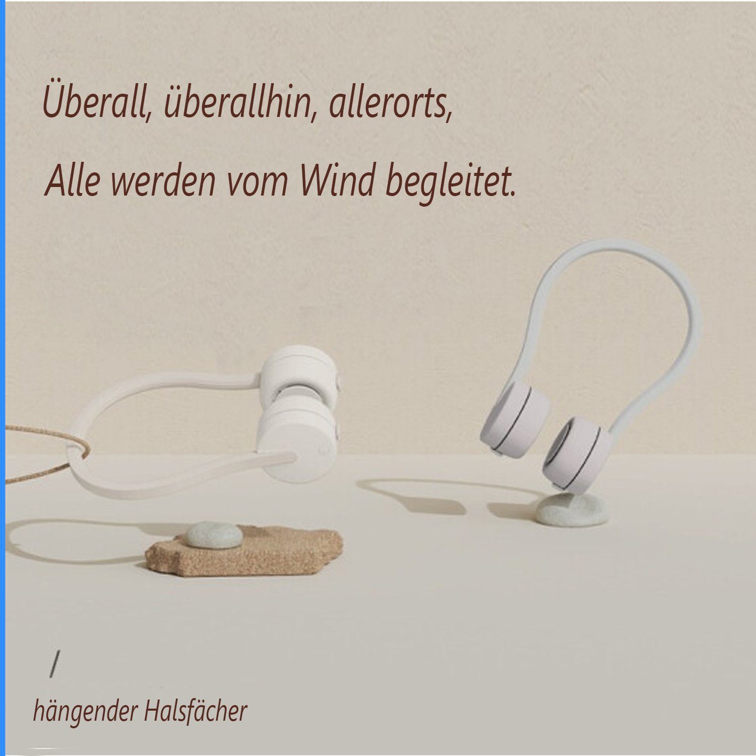 Nackenventilator, Hals Akku Mini Hängend zggzerg Aprikose Tragbarer USB-Ventilator Ventilator
