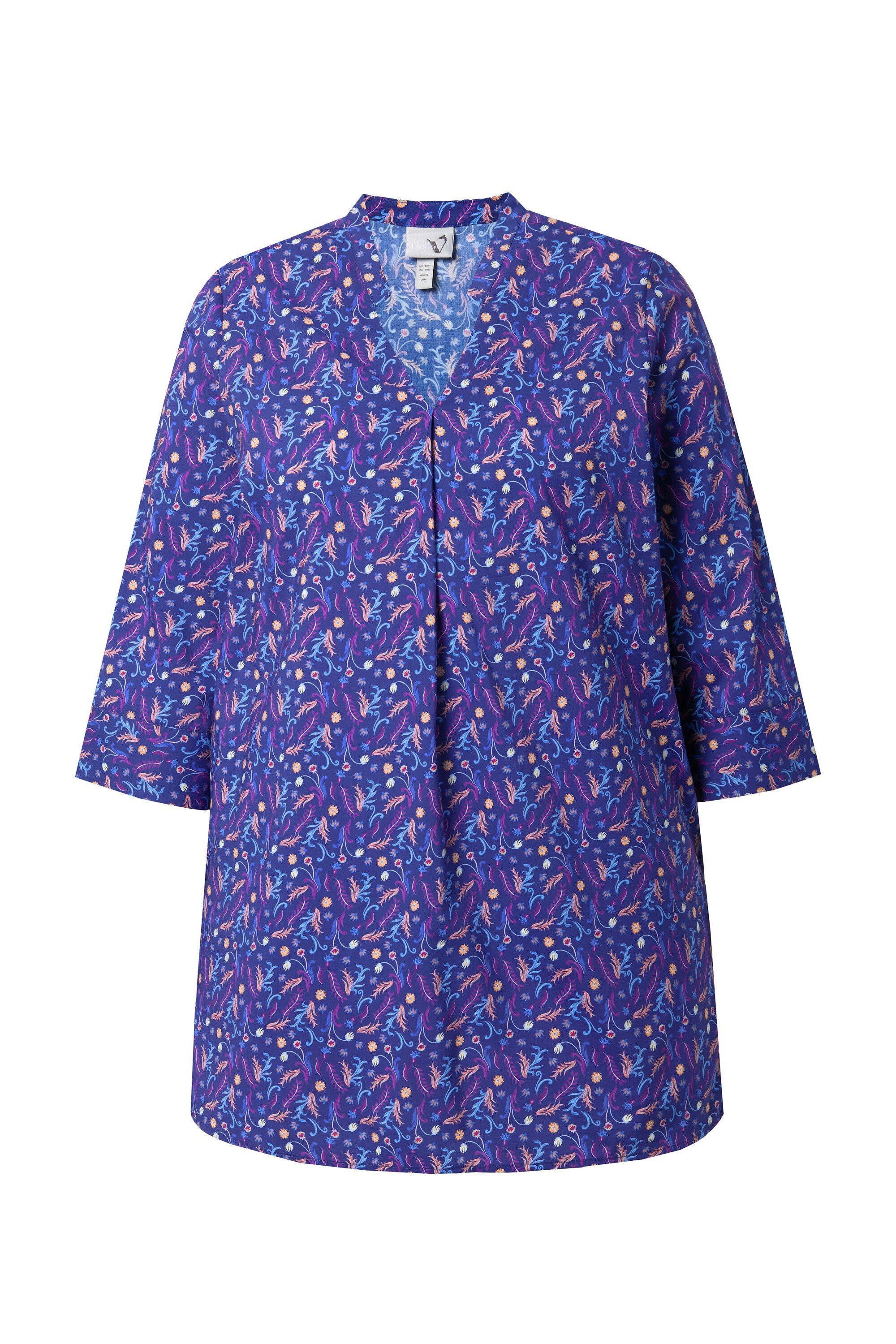 Ulla Popken Longbluse Tunika Paisleymuster V-Ausschnitt 3/4-Arm günstig online kaufen