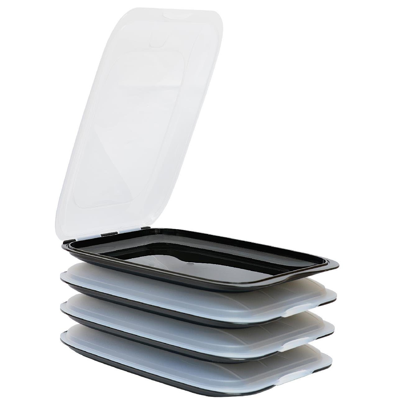 Engelland Frischhaltedose Aufschnittdosen, Aufschnittbox, PP-Kunststoff, BPA-frei, (Vorteils-Set, 4-tlg., mit transparentem Deckel), stapelbar, platzsparend, Ordnung im Kühlschrank, Organizer, Stapelbox