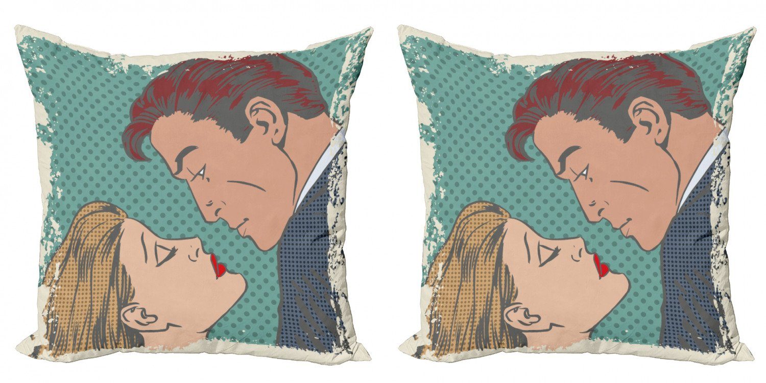 Kissenbezüge Modern Accent Doppelseitiger Digitaldruck, Abakuhaus (2 Stück), Kuss Liebhaber zu küssen Kunst