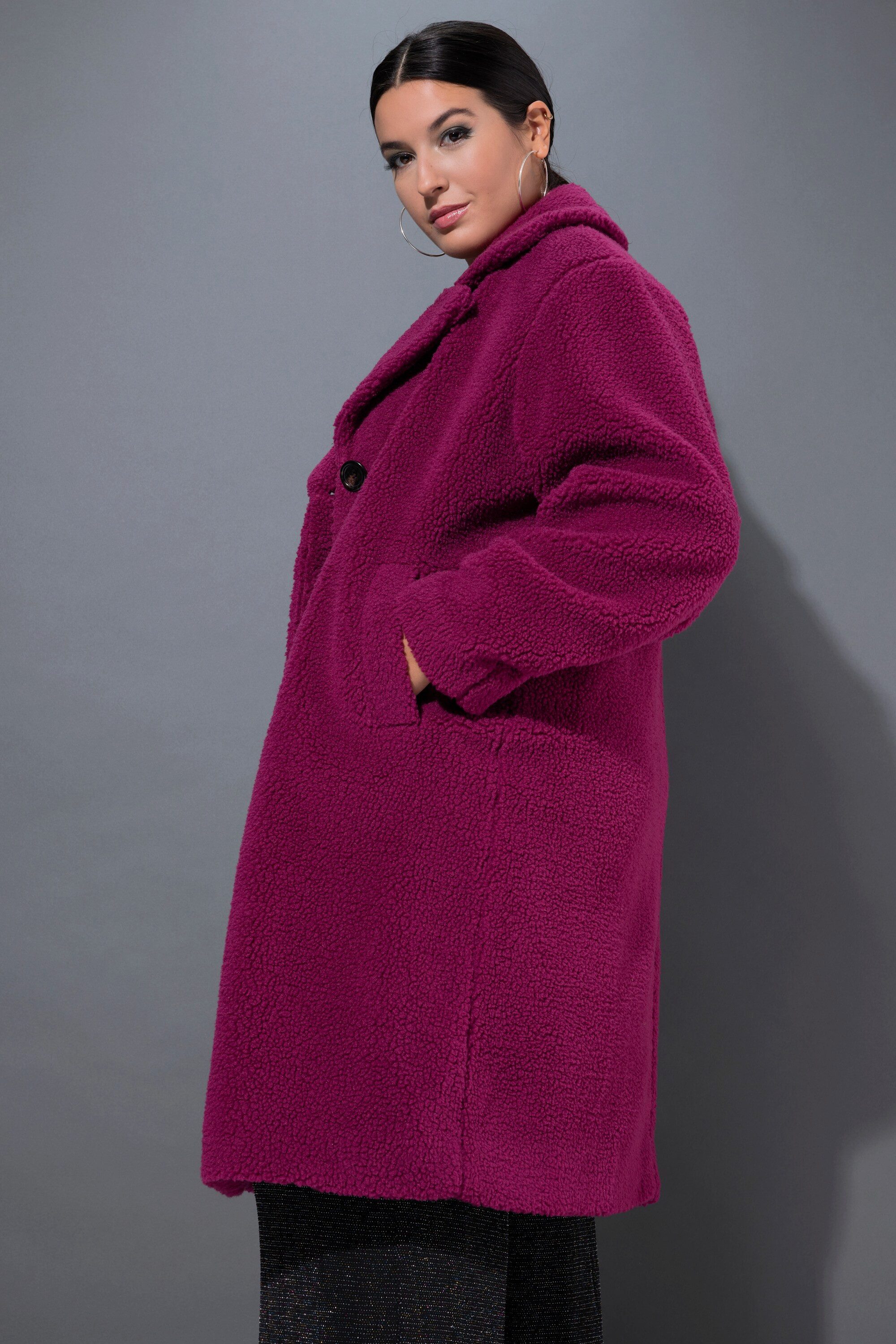 Studio Untold Wintermantel Teddy-Mantel A-Linie Reverskragen