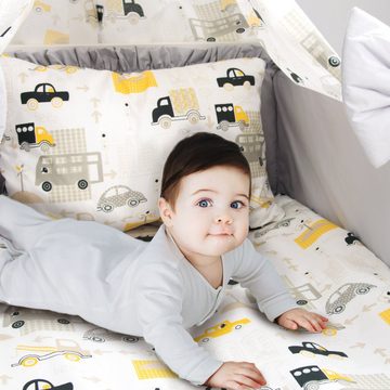 Babybettwäsche Kinderbettwäsche 100x135 Set - Kissenbezug 40x60 - Himmel, Amilian, Vollstoffhimmel