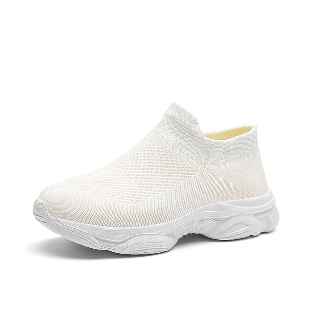 Material Slip-On Mesh und elastischem Sneaker druckfreiem Sockenschuh HUSKSWARE (aus ultraleichter mit Sitz Weiß ultraleichter)
